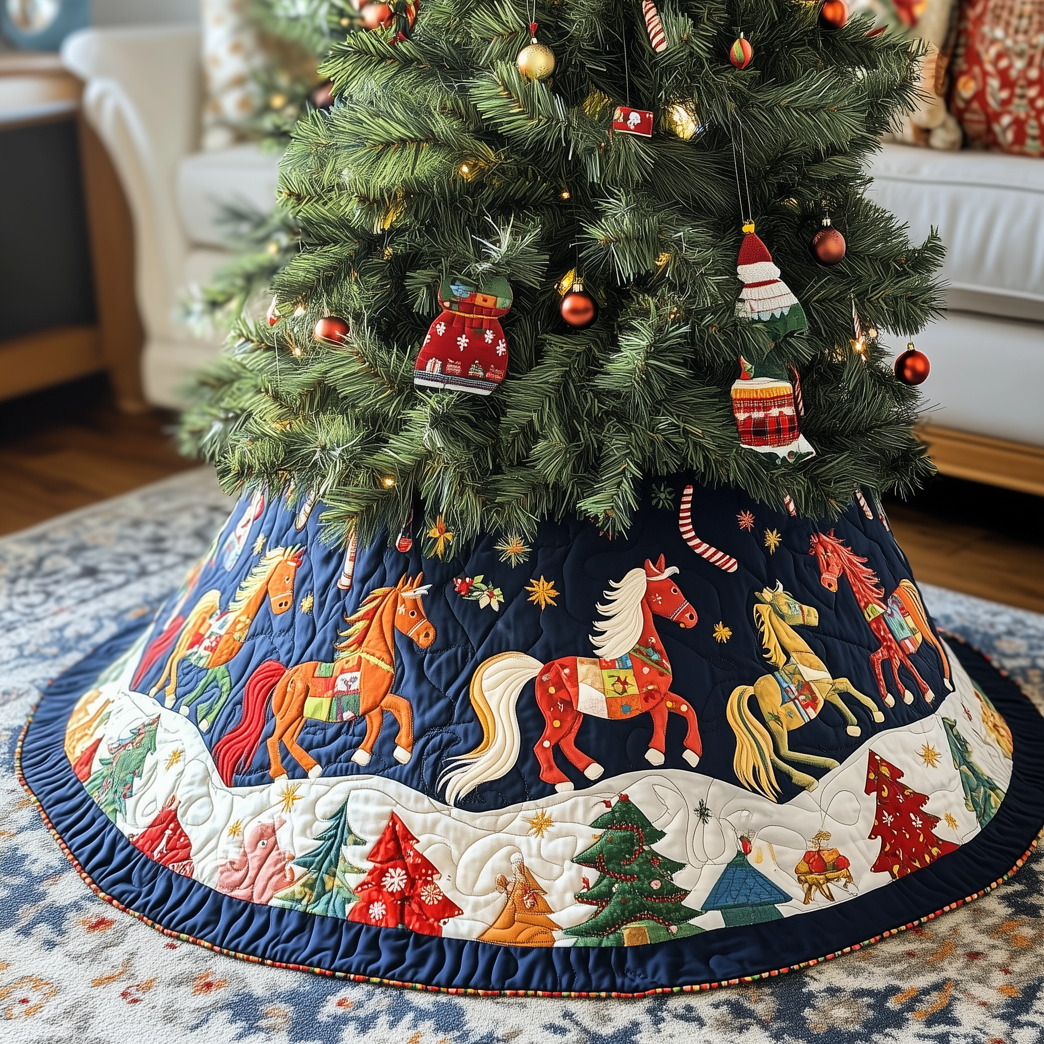 Horse Quilted Tree Skirt Bring Life to Your Holidays with a Safe and Stylish Skirt Horse Quilted Tree Skirt Bring Life to Your Holidays with a Safe and Stylish Skirt