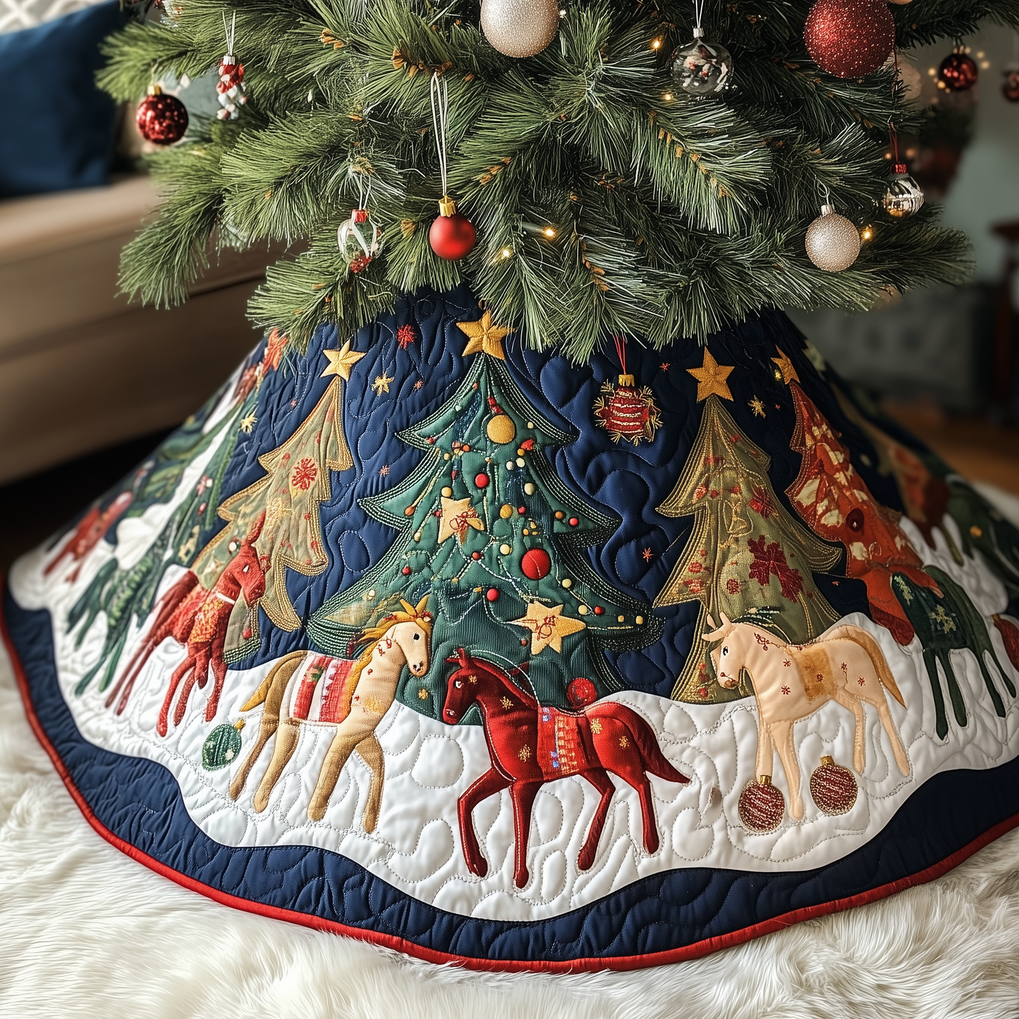 Horse Quilted Tree Skirt Feel Inspired by the Magic of a Thoughtful Tree Skirt Horse Quilted Tree Skirt Feel Inspired by the Magic of a Thoughtful Tree Skirt