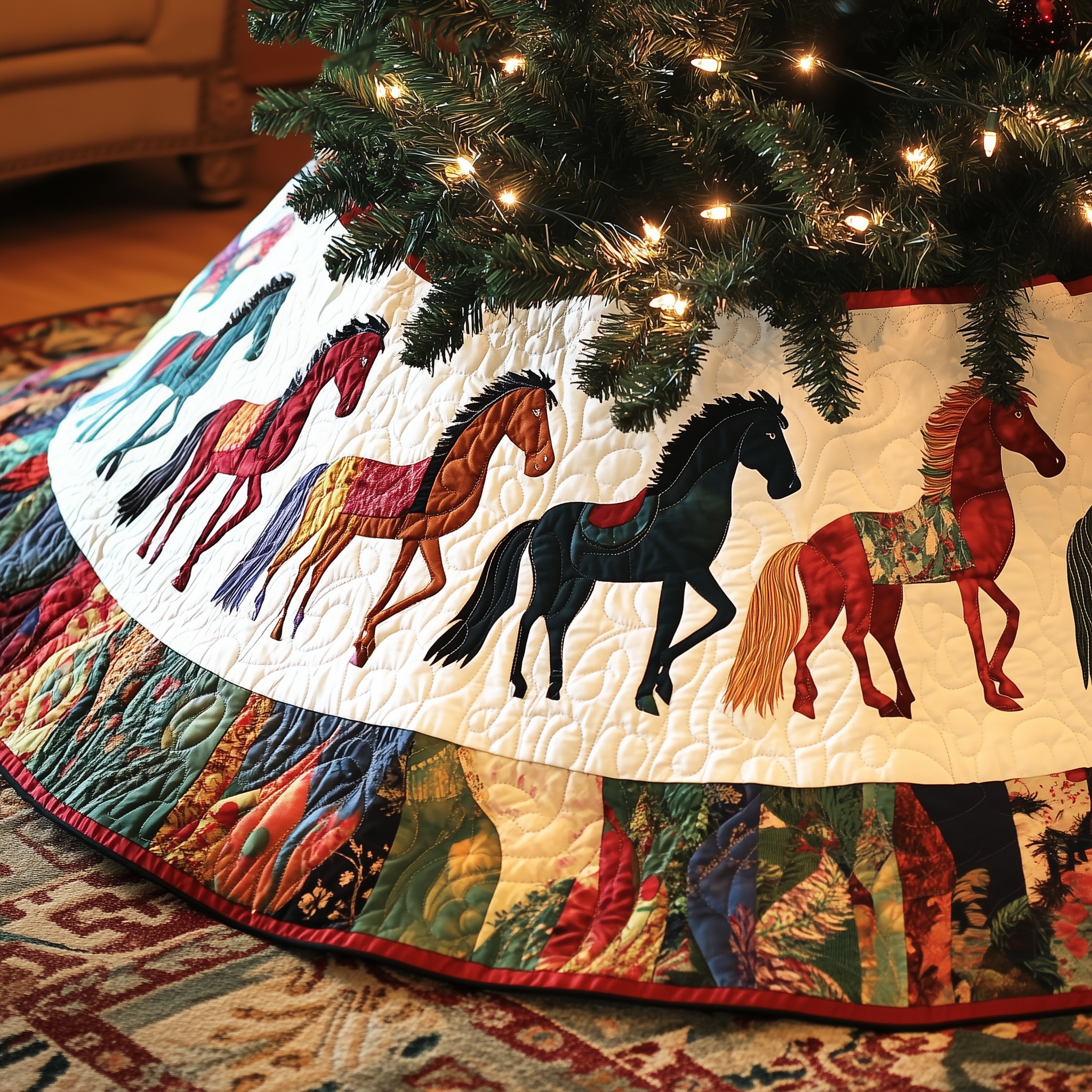 Horse Quilted Tree Skirt Feel the Essence of Christmas with a Perfect Tree Skirt Horse Quilted Tree Skirt Feel the Essence of Christmas with a Perfect Tree Skirt