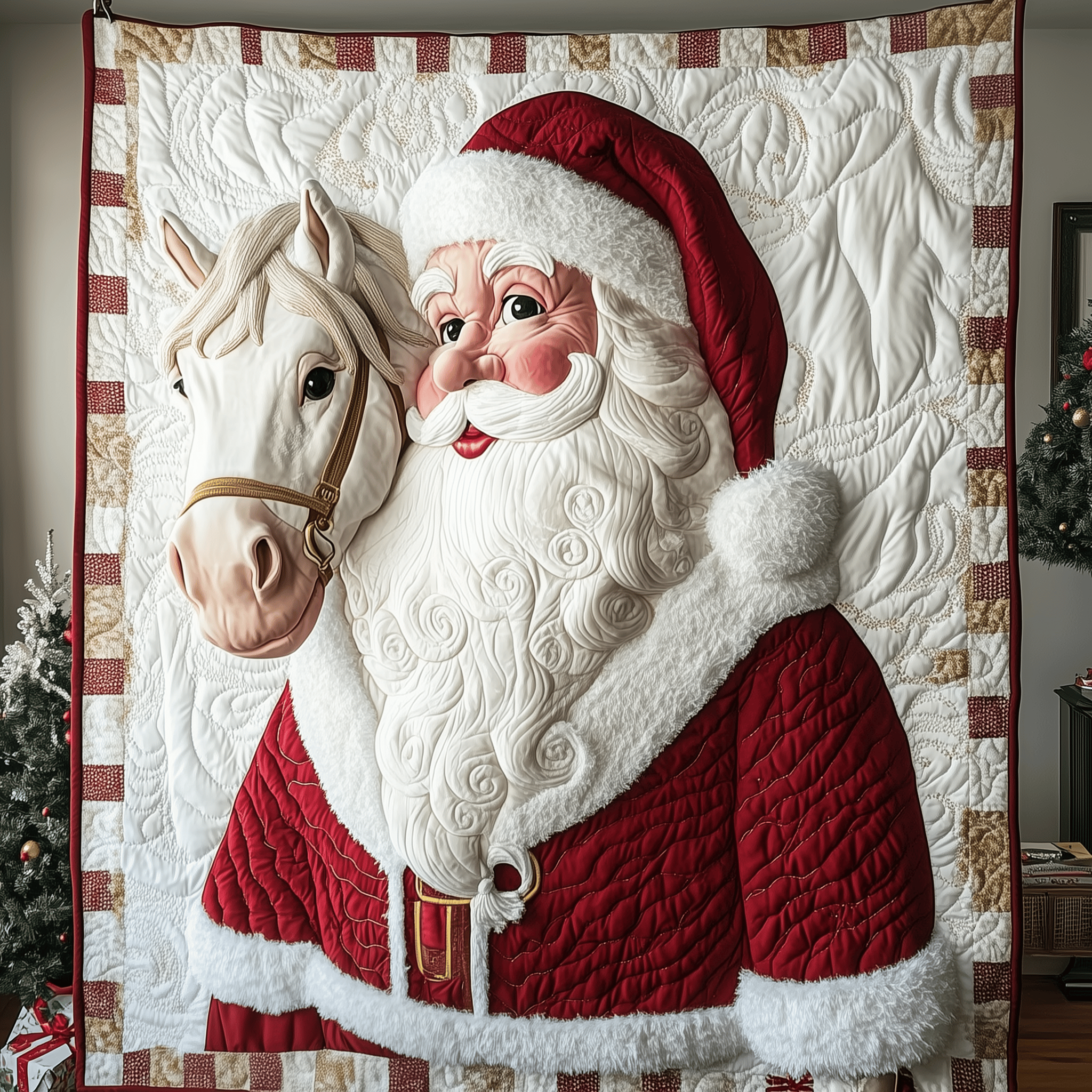 Horse Riding With Santa Claus Quilted Blanket Feel Closer to Your Loved Ones with a Shared Blanket Horse Riding With Santa Claus Quilted Blanket Feel Closer to Your Loved Ones with a Shared Blanket
