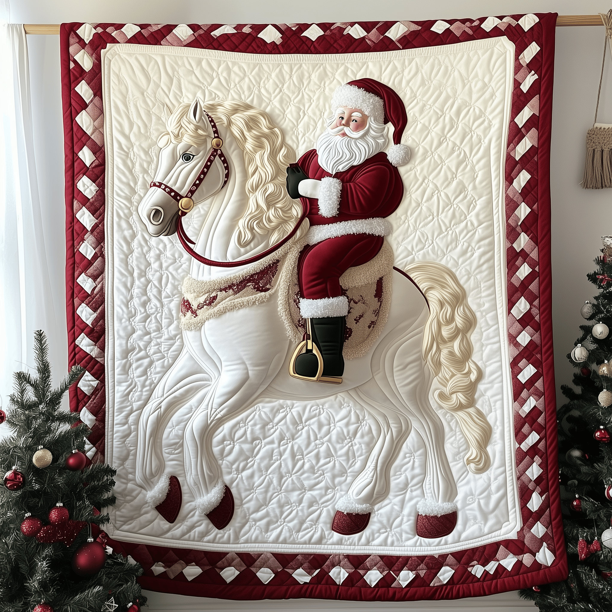 Horse Riding With Santa Claus Quilted Blanket Feel the Bond of Home with Our Family-Friendly Blanket Horse Riding With Santa Claus Quilted Blanket Feel the Bond of Home with Our Family-Friendly Blanket