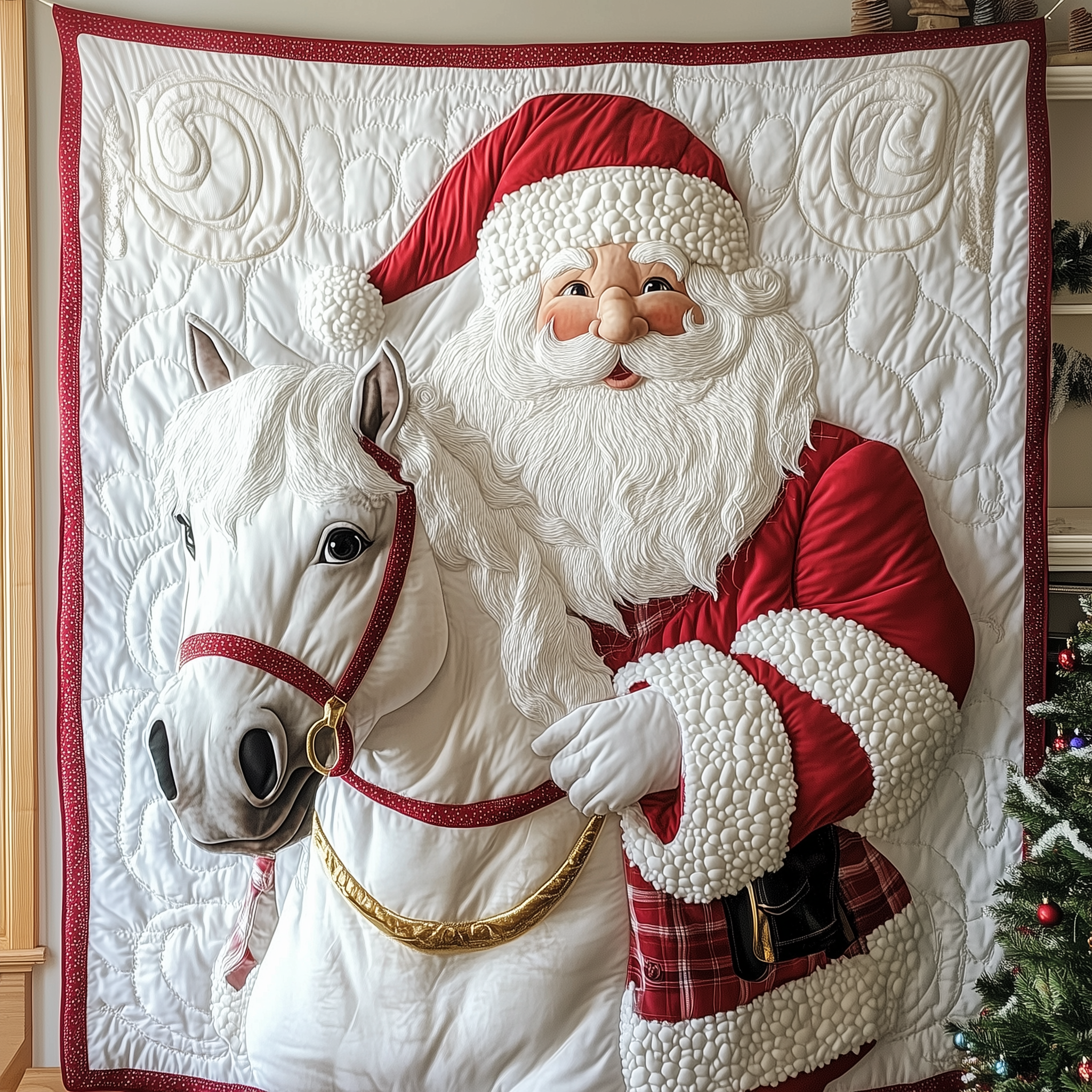 Horse Riding With Santa Claus Quilted Blanket Throw Blanket Funny Christmas Gifts Horse Riding With Santa Claus Quilted Blanket Throw Blanket Funny Christmas Gifts