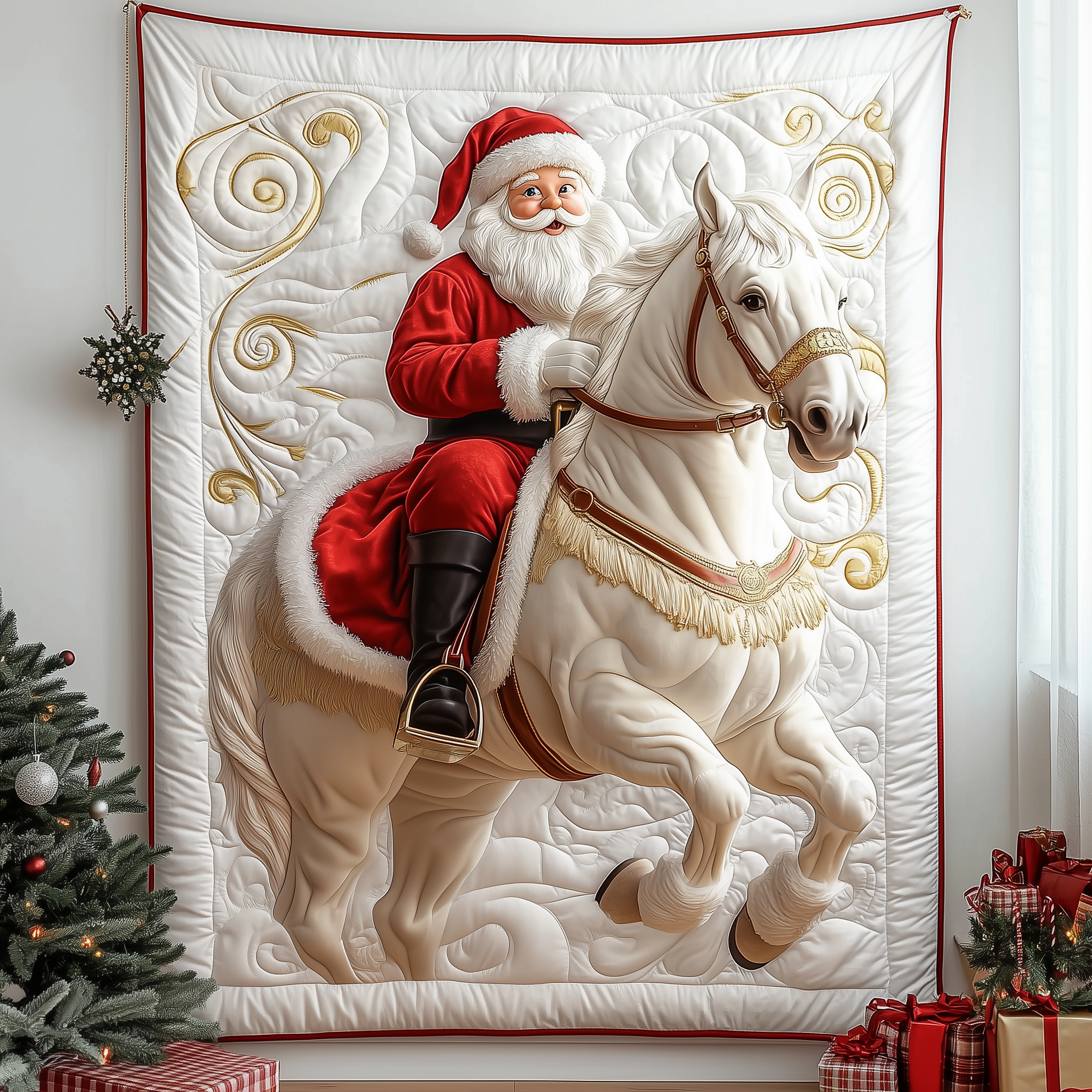 Horse Riding With Santa Claus Quilted Blanket Unique Blankets And Throws Christmas Gifts For Husband Horse Riding With Santa Claus Quilted Blanket Unique Blankets And Throws Christmas Gifts For Husband