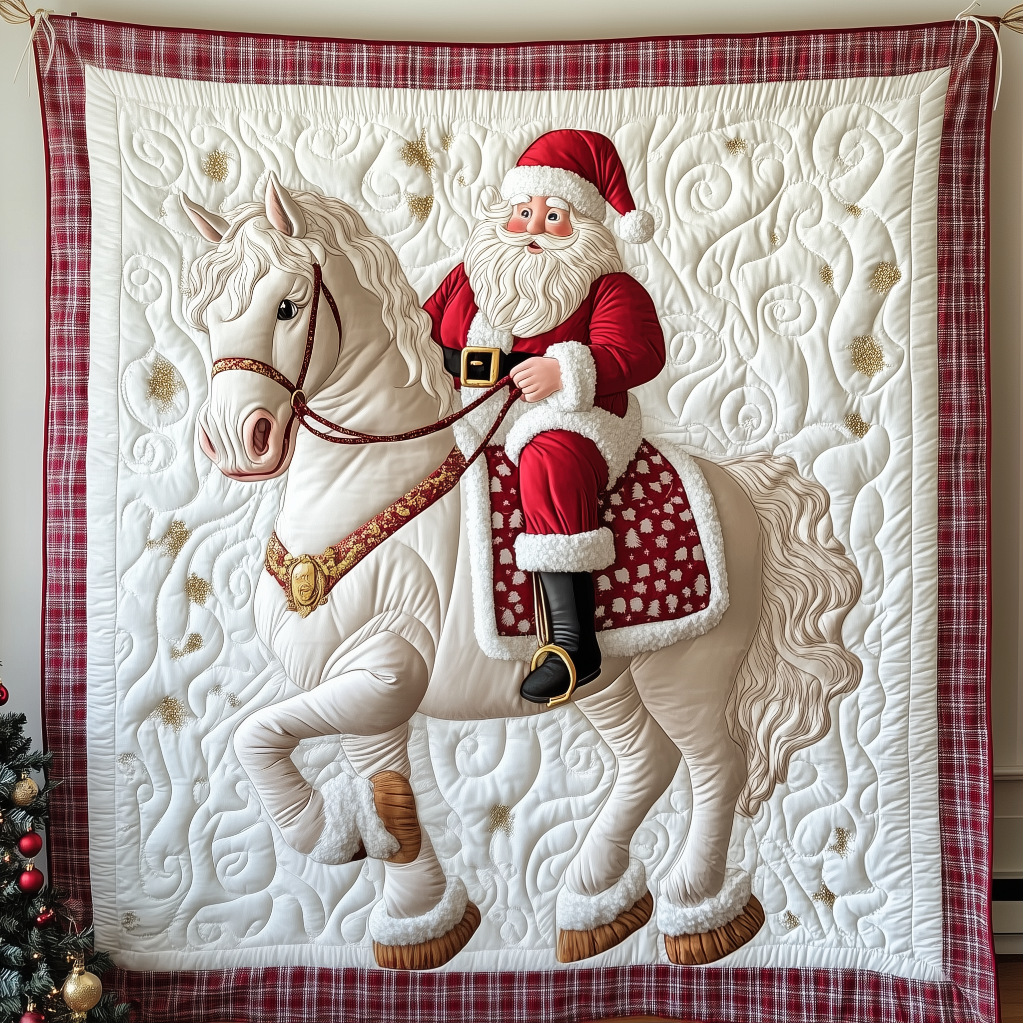 Horse Riding With Santa Claus Quilted Blanket Unique Throw Blanket Secret Santa Gift Ideas Horse Riding With Santa Claus Quilted Blanket Unique Throw Blanket Secret Santa Gift Ideas