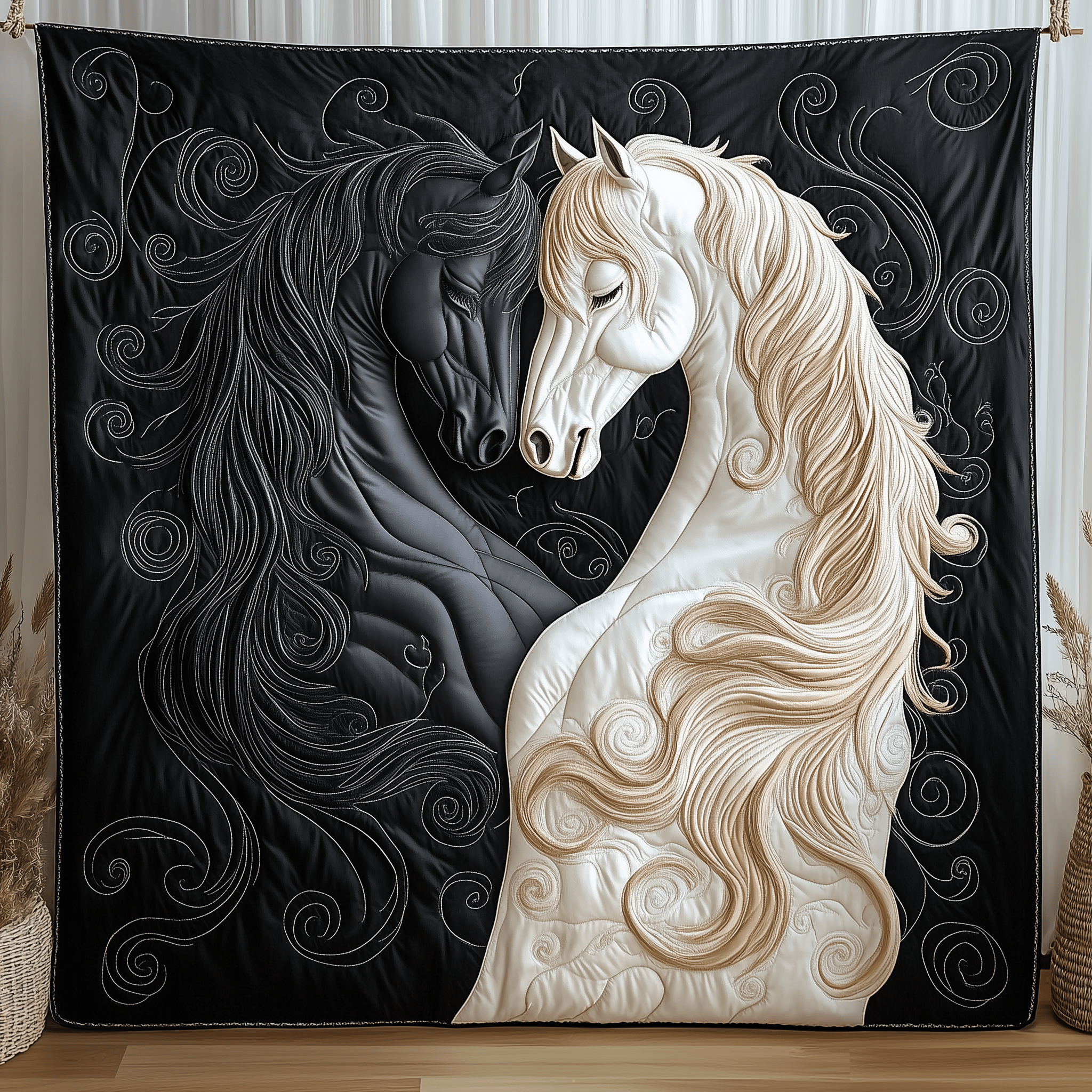 Horse Romance of Love Quilted Blanket Feel the Elegance of a Blanket That's Truly Yours Horse Romance of Love Quilted Blanket Feel the Elegance of a Blanket That's Truly Yours