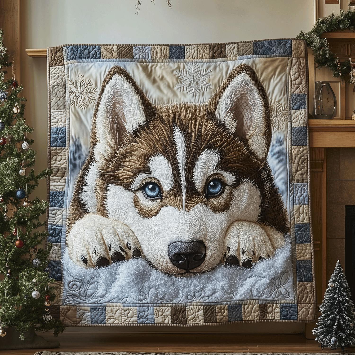 Husky Cloud Quilted Blanket Husky Xmas Decorations Husky Cloud Quilted Blanket Husky Xmas Decorations