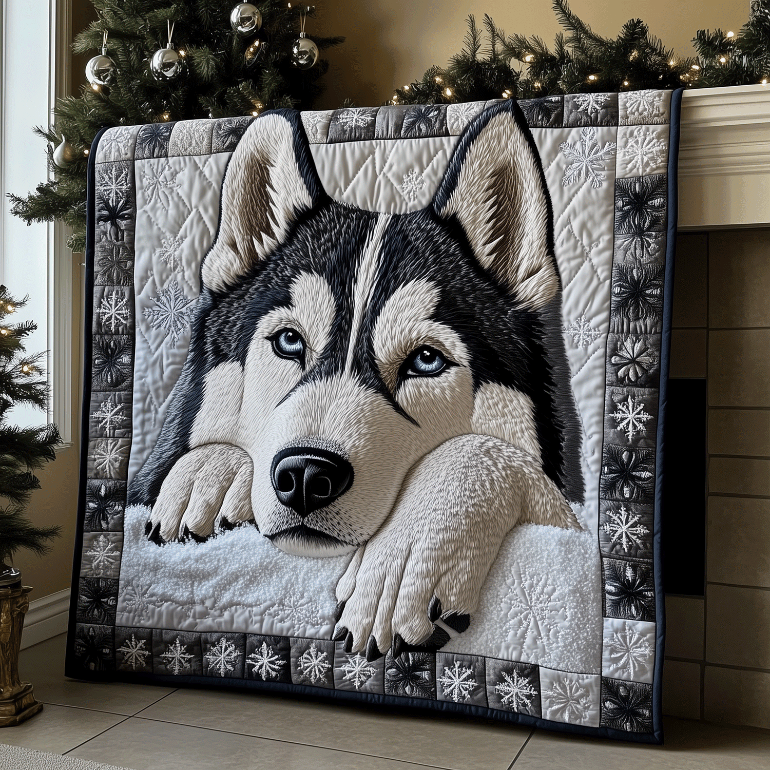 Husky Dream Quilted Blanket Siberian Husky Gifts Husky Dream Quilted Blanket Siberian Husky Gifts