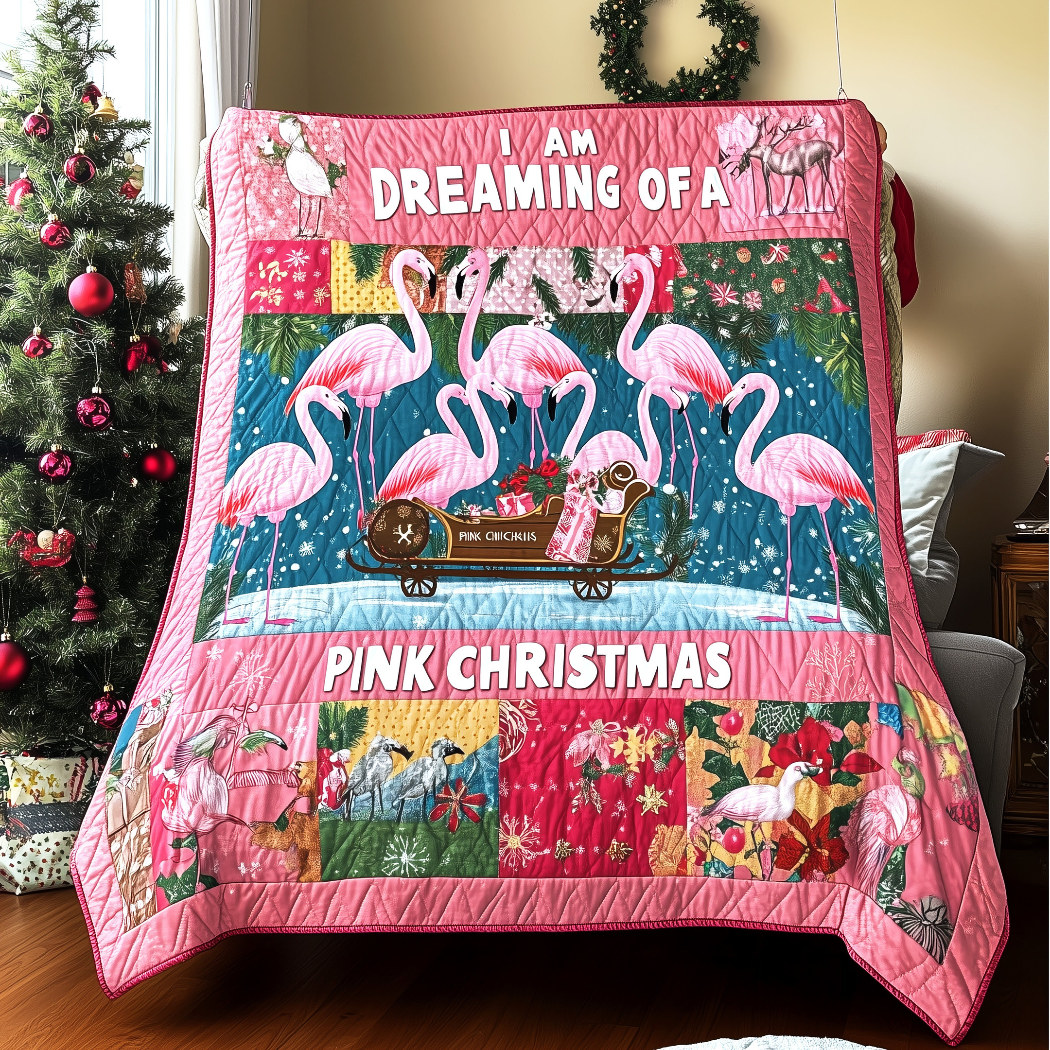 I'm Dreaming Of A Pink Christmas Flamingo Quilted Blanket A Blanket for Every Season and Every Mood I'm Dreaming Of A Pink Christmas Flamingo Quilted Blanket A Blanket for Every Season and Every Mood
