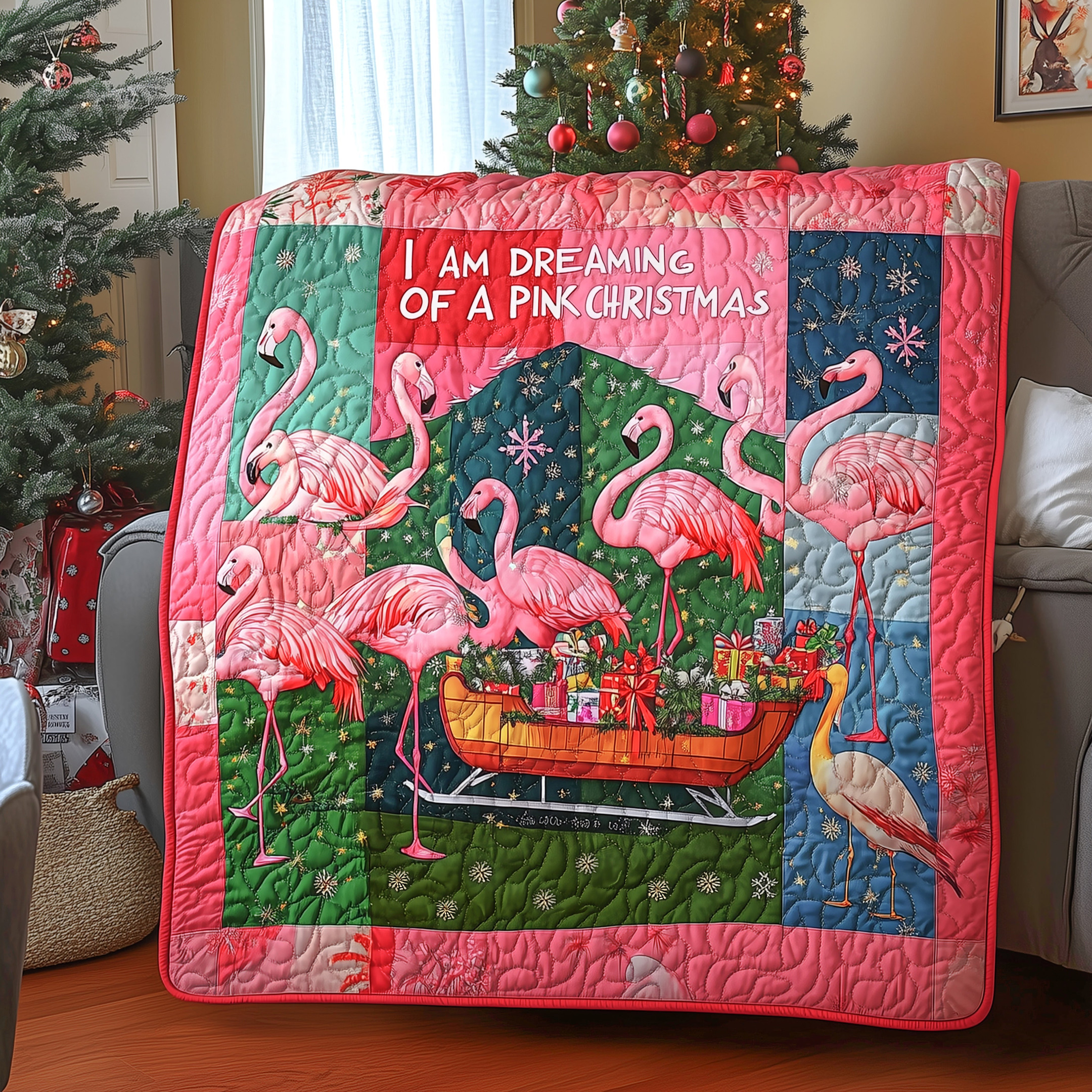 I'm Dreaming Of A Pink Christmas Flamingo Quilted Blanket Celebrate Your Individuality with a Blanket That Speaks to You I'm Dreaming Of A Pink Christmas Flamingo Quilted Blanket Celebrate Your Individuality with a Blanket That Speaks to You