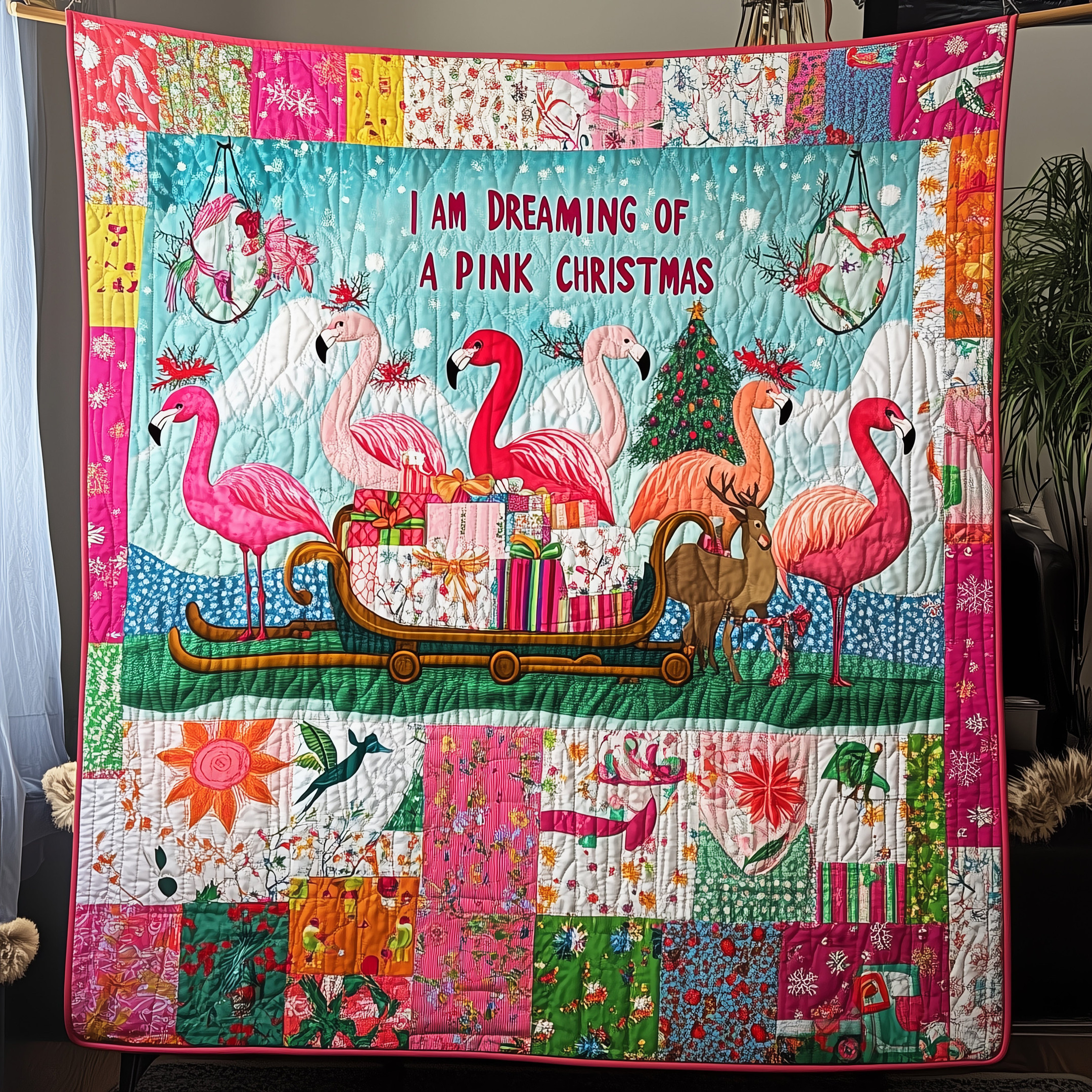 I'm Dreaming Of A Pink Christmas Flamingo Quilted Blanket Feel At Ease with a Blanket That's Perfectly Practical I'm Dreaming Of A Pink Christmas Flamingo Quilted Blanket Feel At Ease with a Blanket That's Perfectly Practical