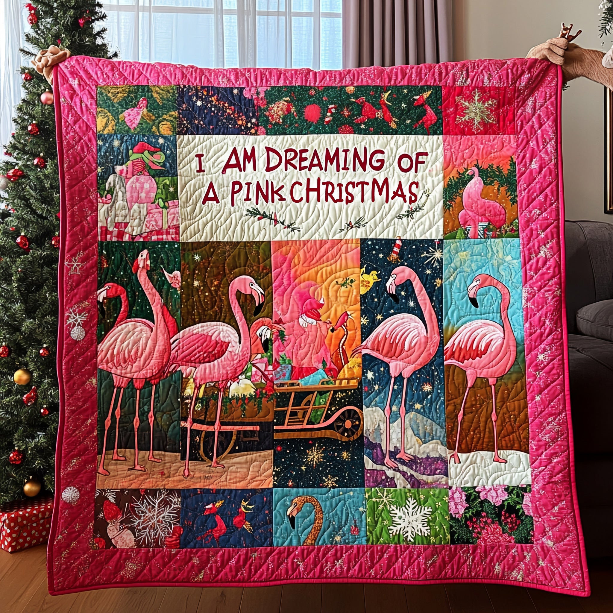I'm Dreaming Of A Pink Christmas Flamingo Quilted Blanket Feel Prepared for Any Occasion with a Versatile Blanket I'm Dreaming Of A Pink Christmas Flamingo Quilted Blanket Feel Prepared for Any Occasion with a Versatile Blanket