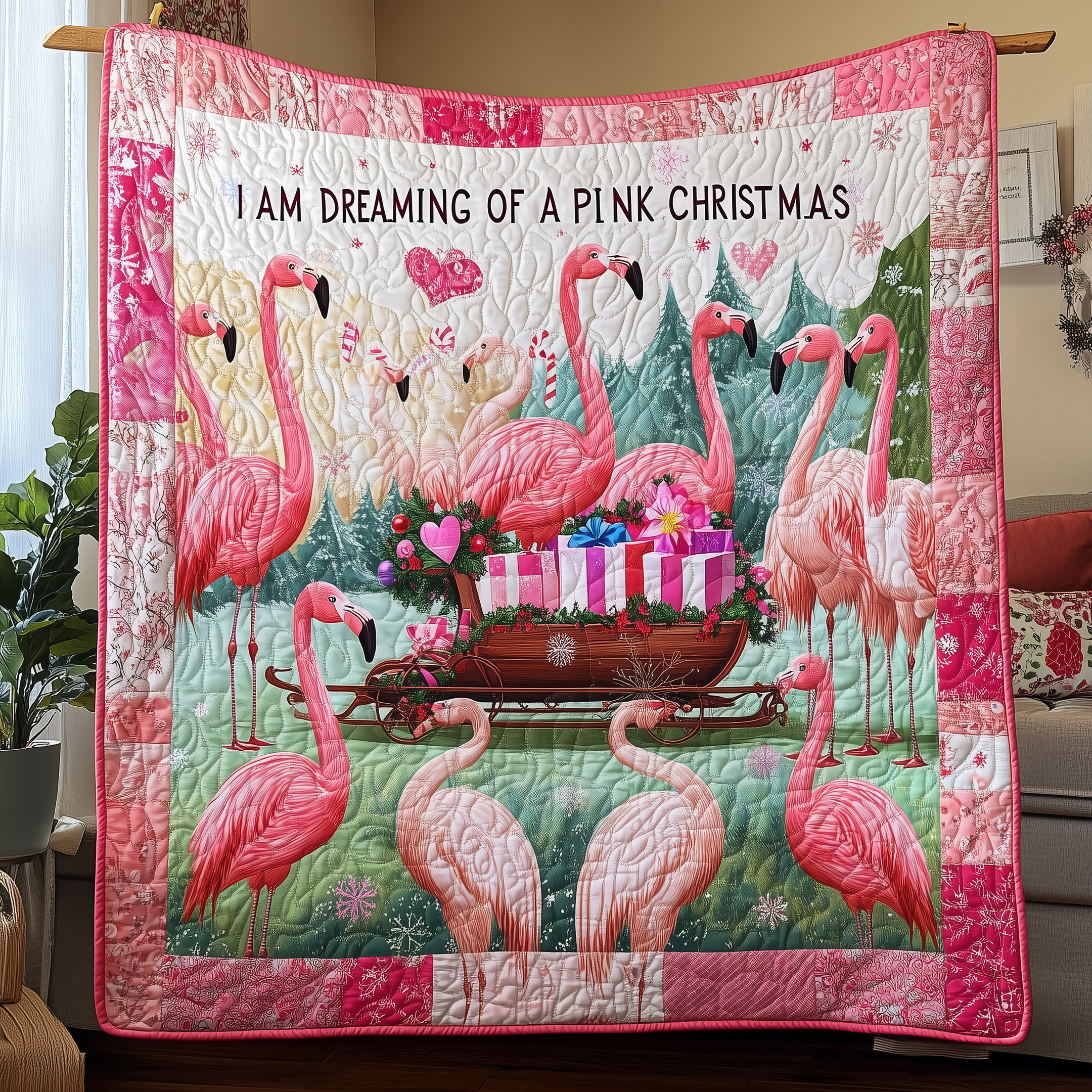 I'm Dreaming Of A Pink Christmas Flamingo Quilted Blanket Feel Ready for Adventure with a Blanket That Travels Well I'm Dreaming Of A Pink Christmas Flamingo Quilted Blanket Feel Ready for Adventure with a Blanket That Travels Well