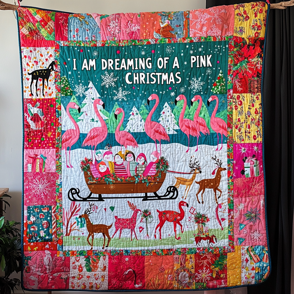 I'm Dreaming Of A Pink Christmas Flamingo Quilted Blanket Feel the Versatility of a Blanket That Adapts to You I'm Dreaming Of A Pink Christmas Flamingo Quilted Blanket Feel the Versatility of a Blanket That Adapts to You