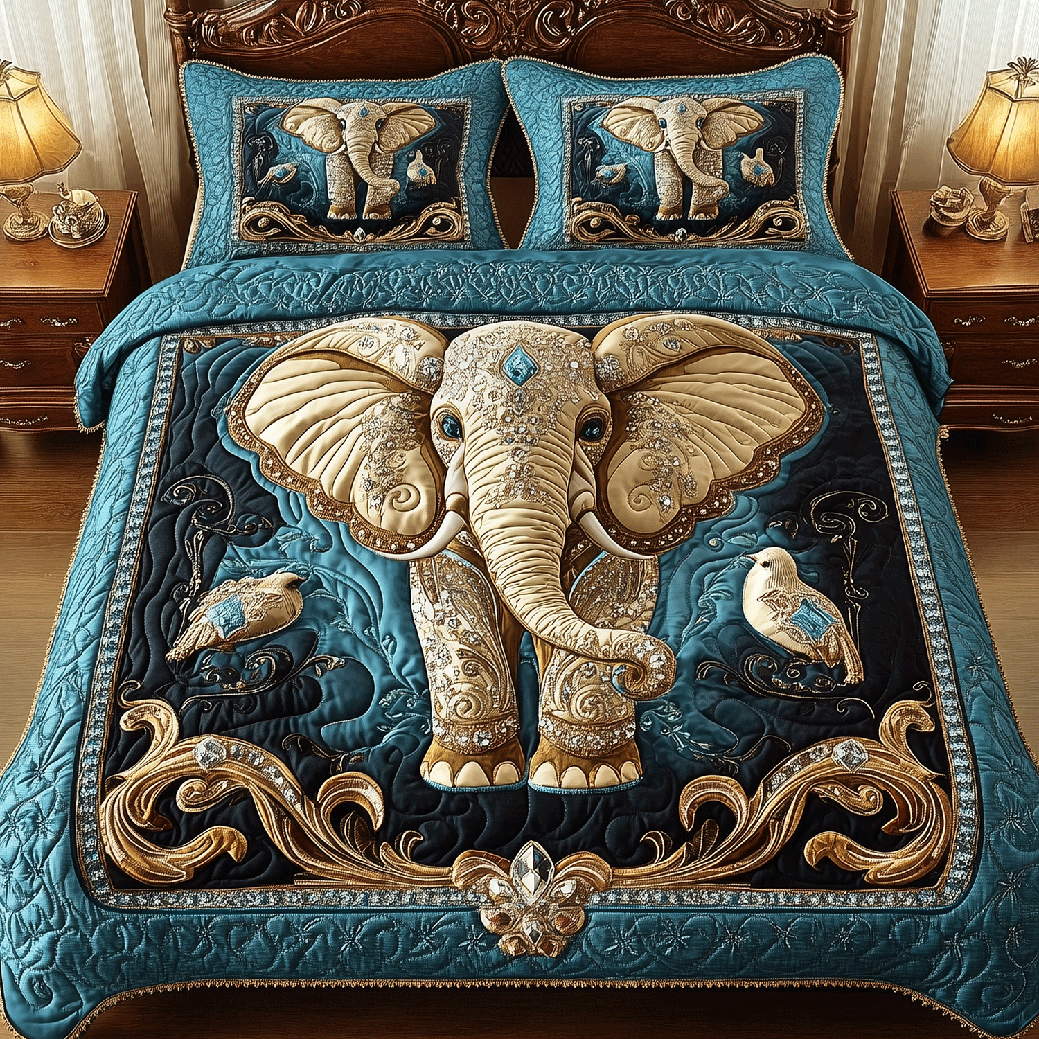 Imperial Elephant Quilted Bedding Set Elephant Gifts For Him Her Imperial Elephant Quilted Bedding Set Elephant Gifts For Him Her