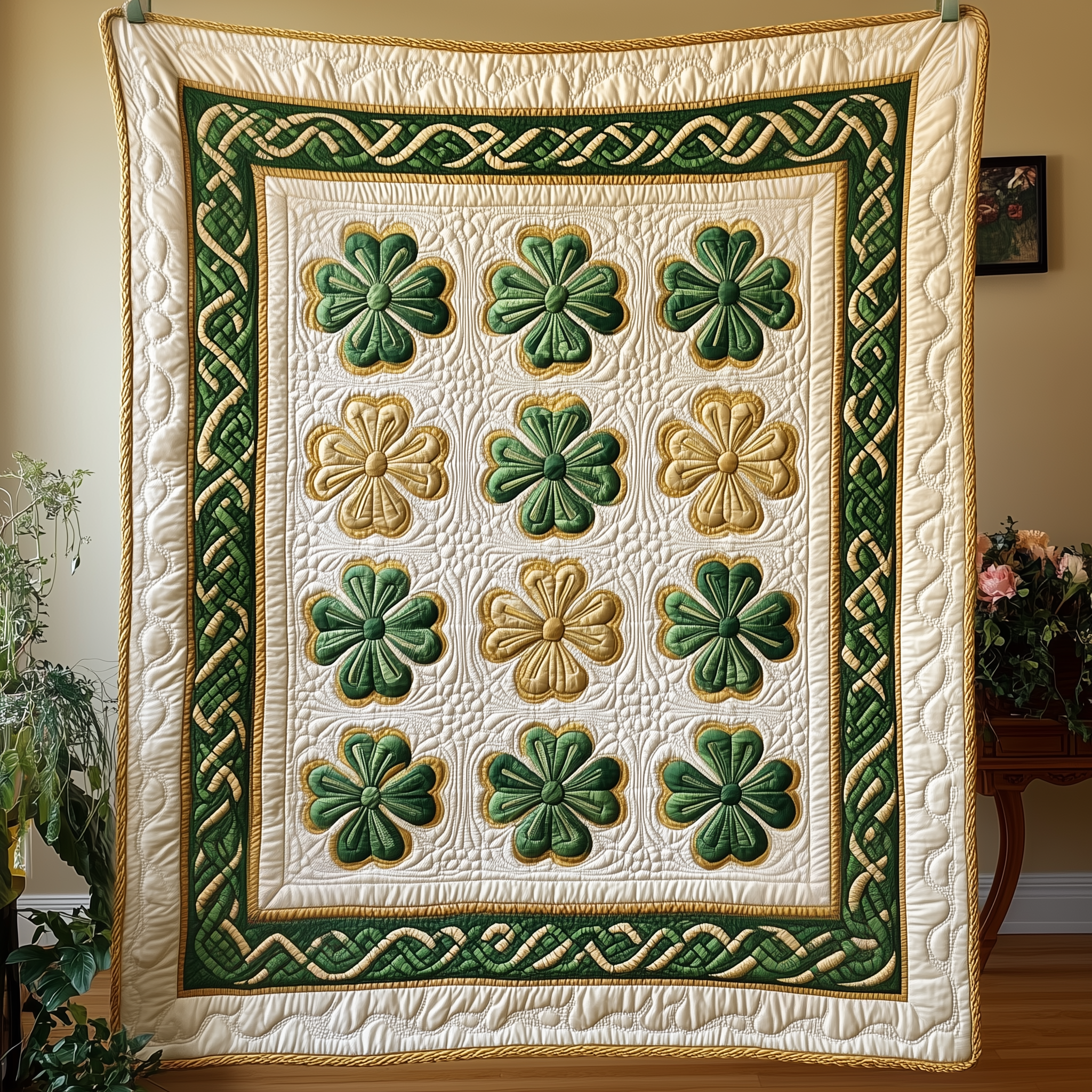 Irish Shamrock Quilted Blanket Throw Blankets For Couch Best Irish Gifts Irish Shamrock Quilted Blanket Throw Blankets For Couch Best Irish Gifts