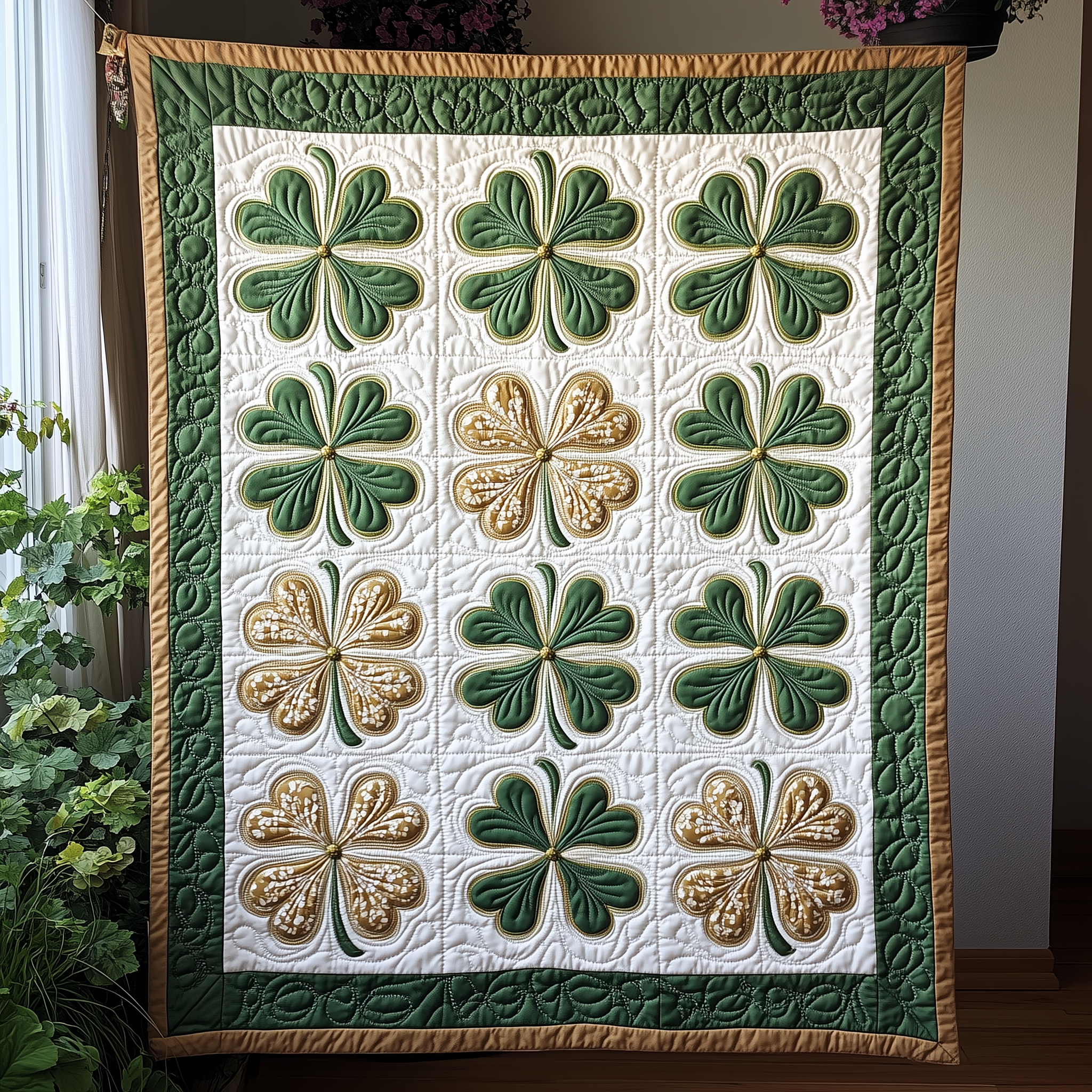 Irish Shamrock Quilted Blanket Throw Blankets For Couch Irish Gifts For Women Irish Shamrock Quilted Blanket Throw Blankets For Couch Irish Gifts For Women