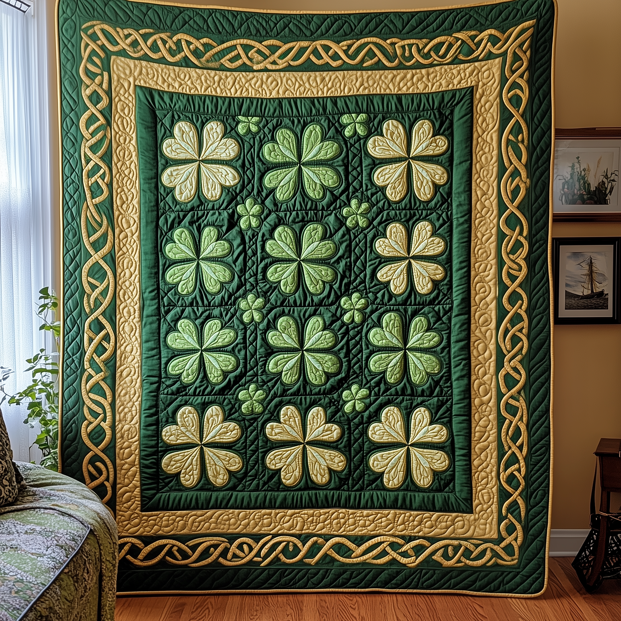 Irish Shamrock Quilted Blanket Throw Blankets For Couch Irish Presents Irish Shamrock Quilted Blanket Throw Blankets For Couch Irish Presents