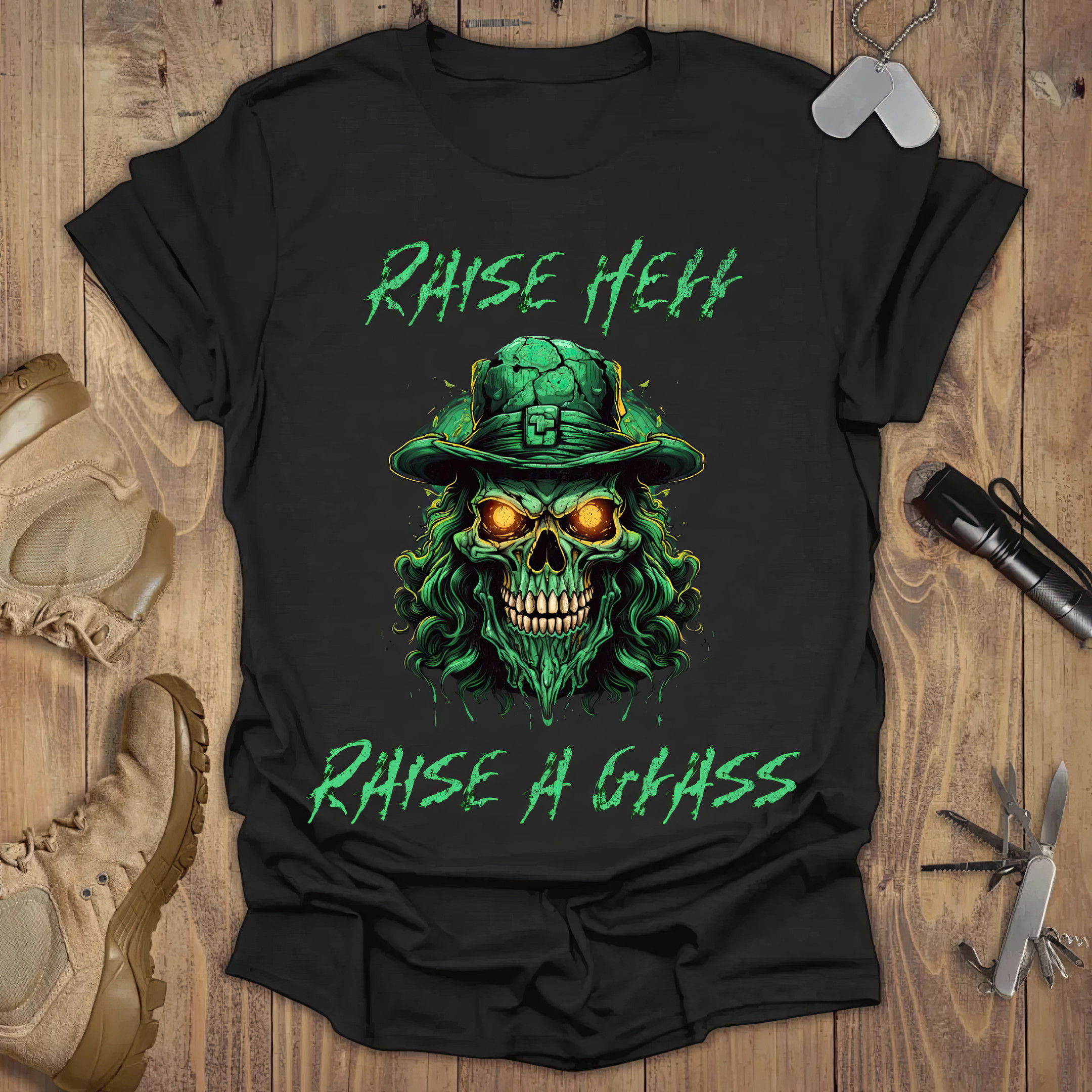 Irish Skull Raise Hell Raise A Glass T-shirt St Patrick's Day Tees Irish Skull Raise Hell Raise A Glass T-shirt St Patrick's Day Tees