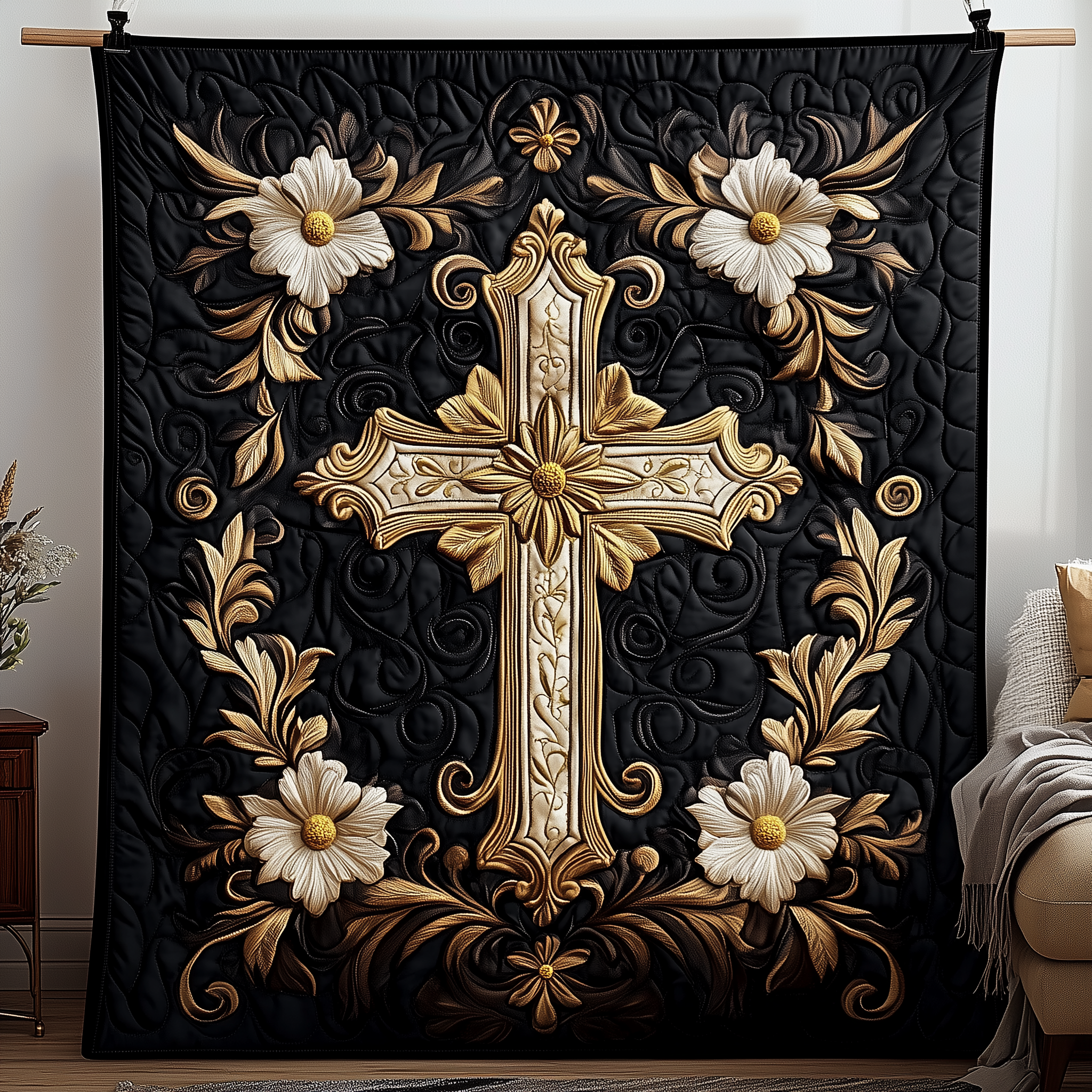 Jesus Cross Quilted Blanket Cute Unique Blanket Item Merch Christian Gifts For Mother's Day Jesus Cross Quilted Blanket Cute Unique Blanket Item Merch Christian Gifts For Mother's Day