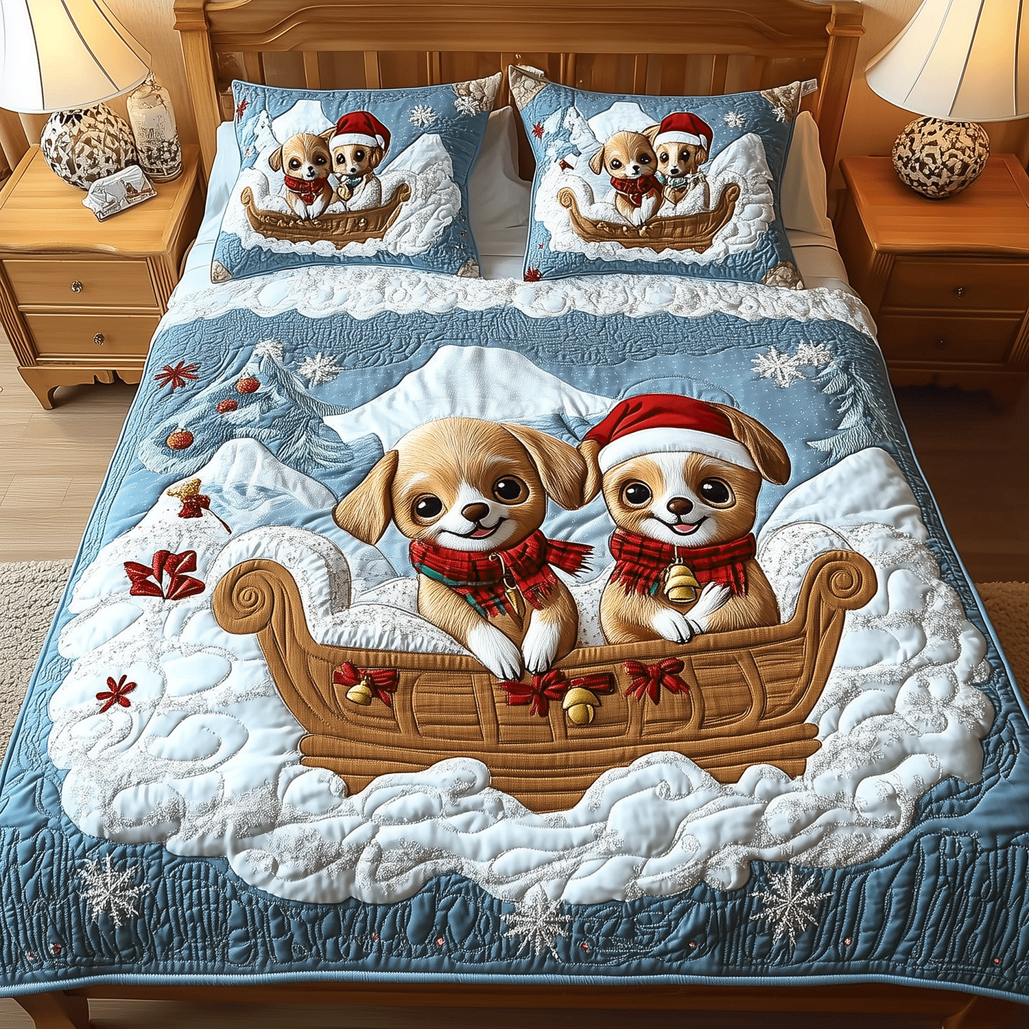 Jolly Chi Friends Quilted Bedding Set Chihuahua Christmas Gifts Jolly Chi Friends Quilted Bedding Set Chihuahua Christmas Gifts