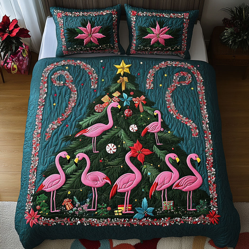 Jolly Flamingos Quilted Bedding Set Flamingo Gifts For Adults Jolly Flamingos Quilted Bedding Set Flamingo Gifts For Adults