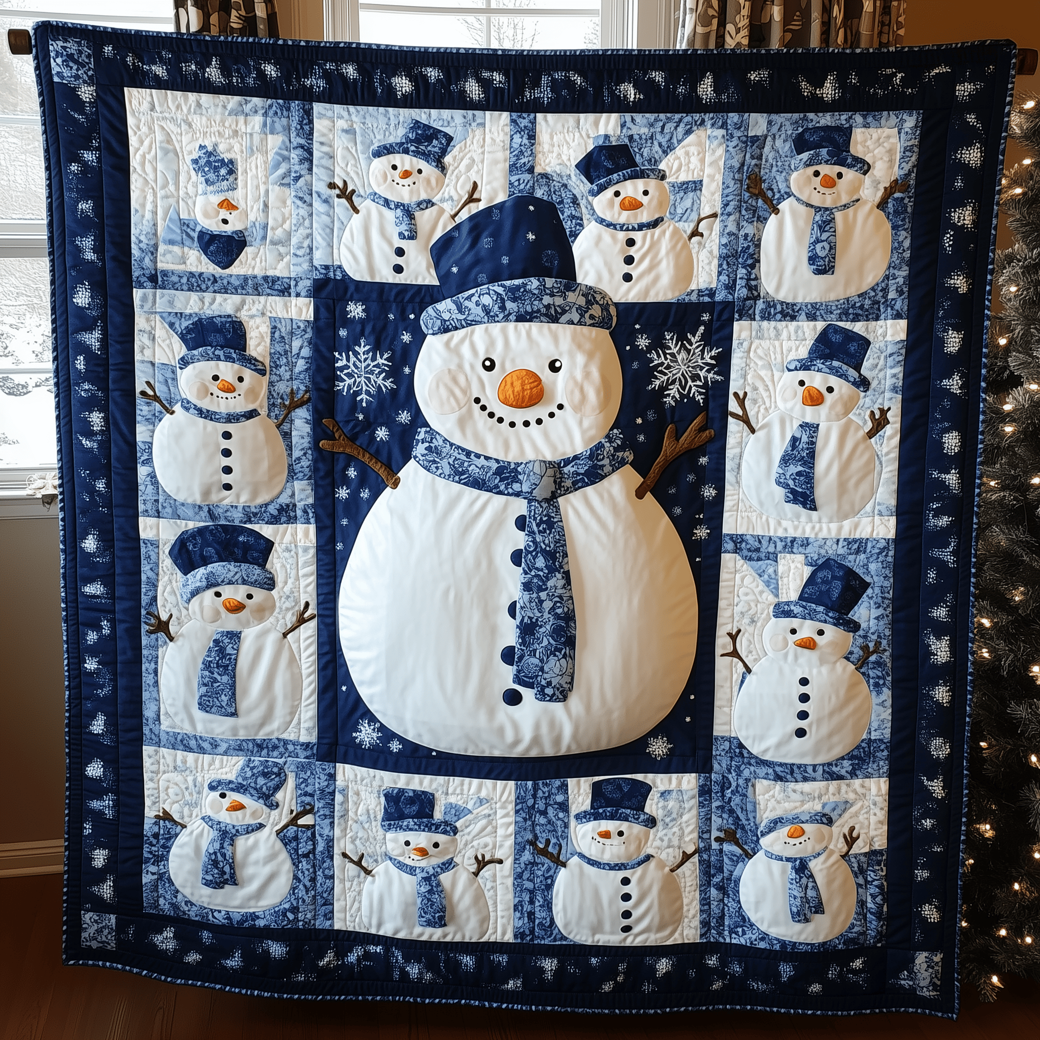 Jolly Frosty Snowman Quilted Blanket Feel the Comfort of Home, Wherever You Go Jolly Frosty Snowman Quilted Blanket Feel the Comfort of Home, Wherever You Go