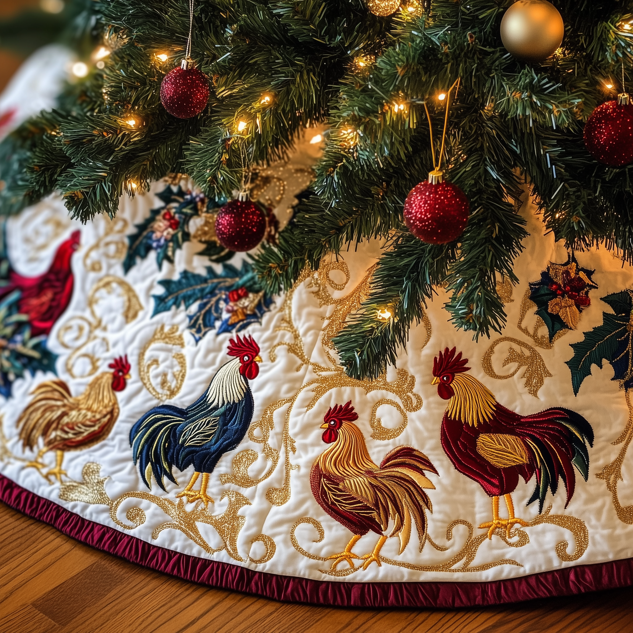 Jolly Holiday Chicken Quilted Tree Skirt Celebrate With Peace of Mind and a Durable Tree Skirt Jolly Holiday Chicken Quilted Tree Skirt Celebrate With Peace of Mind and a Durable Tree Skirt