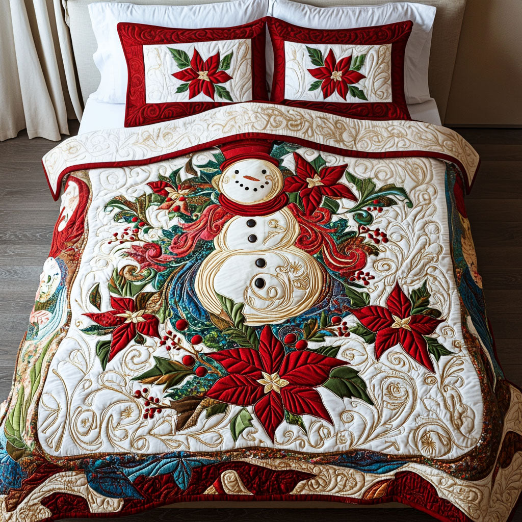 Jolly Snow Days Quilted Bedding Set Snowman Christmas Presents Jolly Snow Days Quilted Bedding Set Snowman Christmas Presents