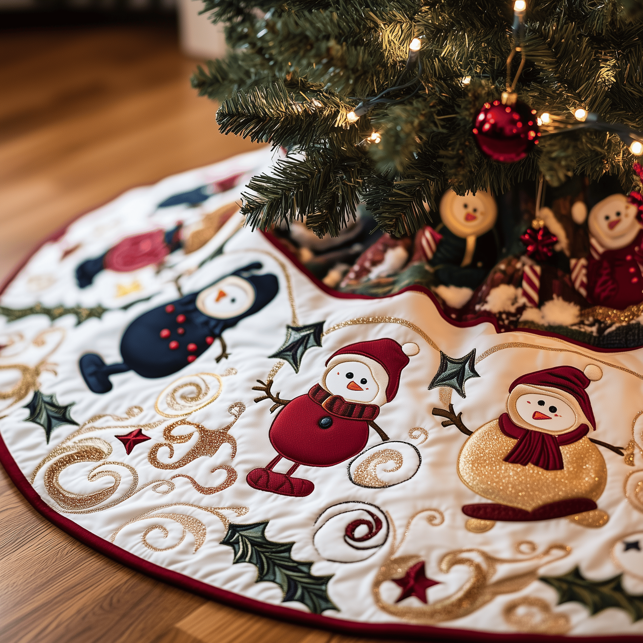 Jolly Snowman Quilted Tree Skirt Feel Inspired This Christmas with a Beautiful Tree Skirt Jolly Snowman Quilted Tree Skirt Feel Inspired This Christmas with a Beautiful Tree Skirt