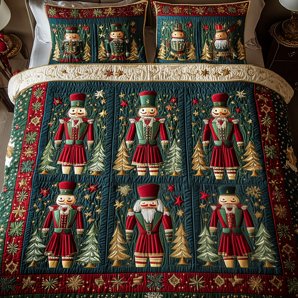Jolly Soldiers Quilted Bedding Set Nutcracker Theme Gifts Jolly Soldiers Quilted Bedding Set Nutcracker Theme Gifts