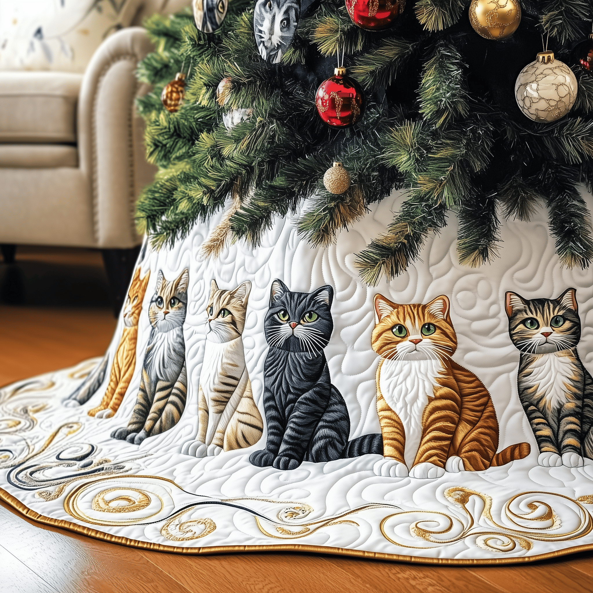Joyful Cat Quilted Tree Skirt Bring Comfort to Your Holidays with a Durable Tree Skirt Joyful Cat Quilted Tree Skirt Bring Comfort to Your Holidays with a Durable Tree Skirt