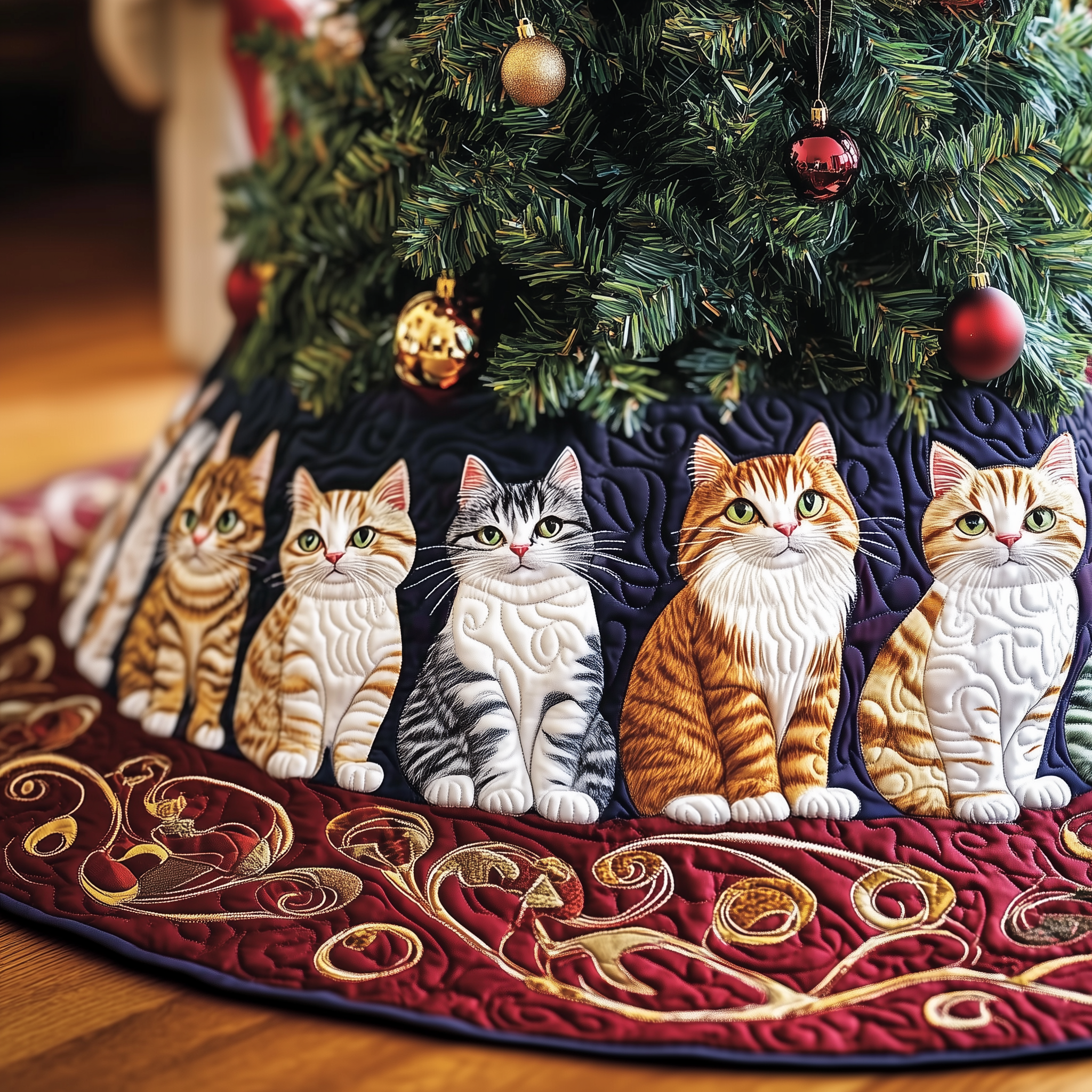 Joyful Cat Quilted Tree Skirt Celebrate in Style with a Tree Skirt That Protects Joyful Cat Quilted Tree Skirt Celebrate in Style with a Tree Skirt That Protects