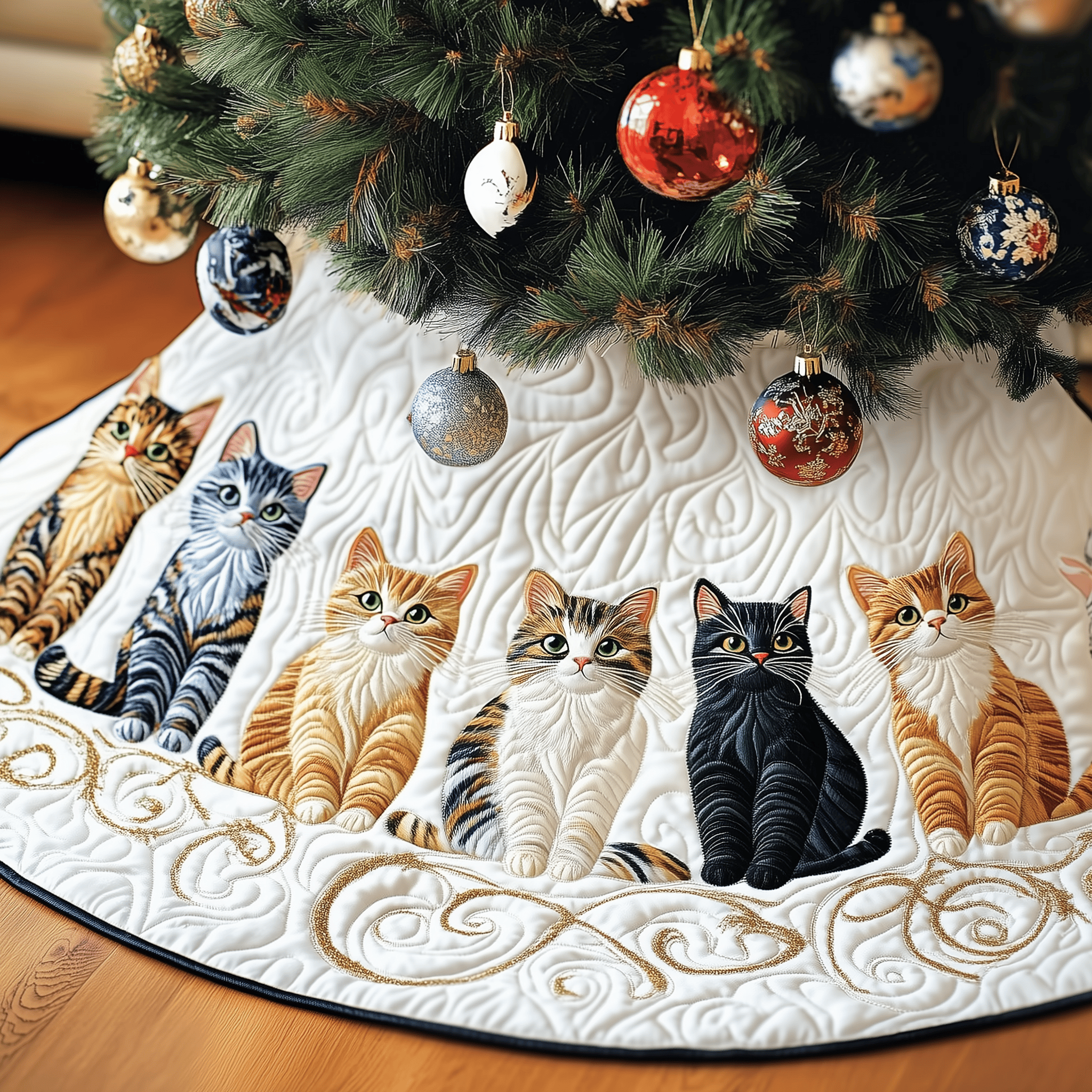 Joyful Cat Quilted Tree Skirt Protect Your Home with a Tree Skirt Designed for Joy Joyful Cat Quilted Tree Skirt Protect Your Home with a Tree Skirt Designed for Joy