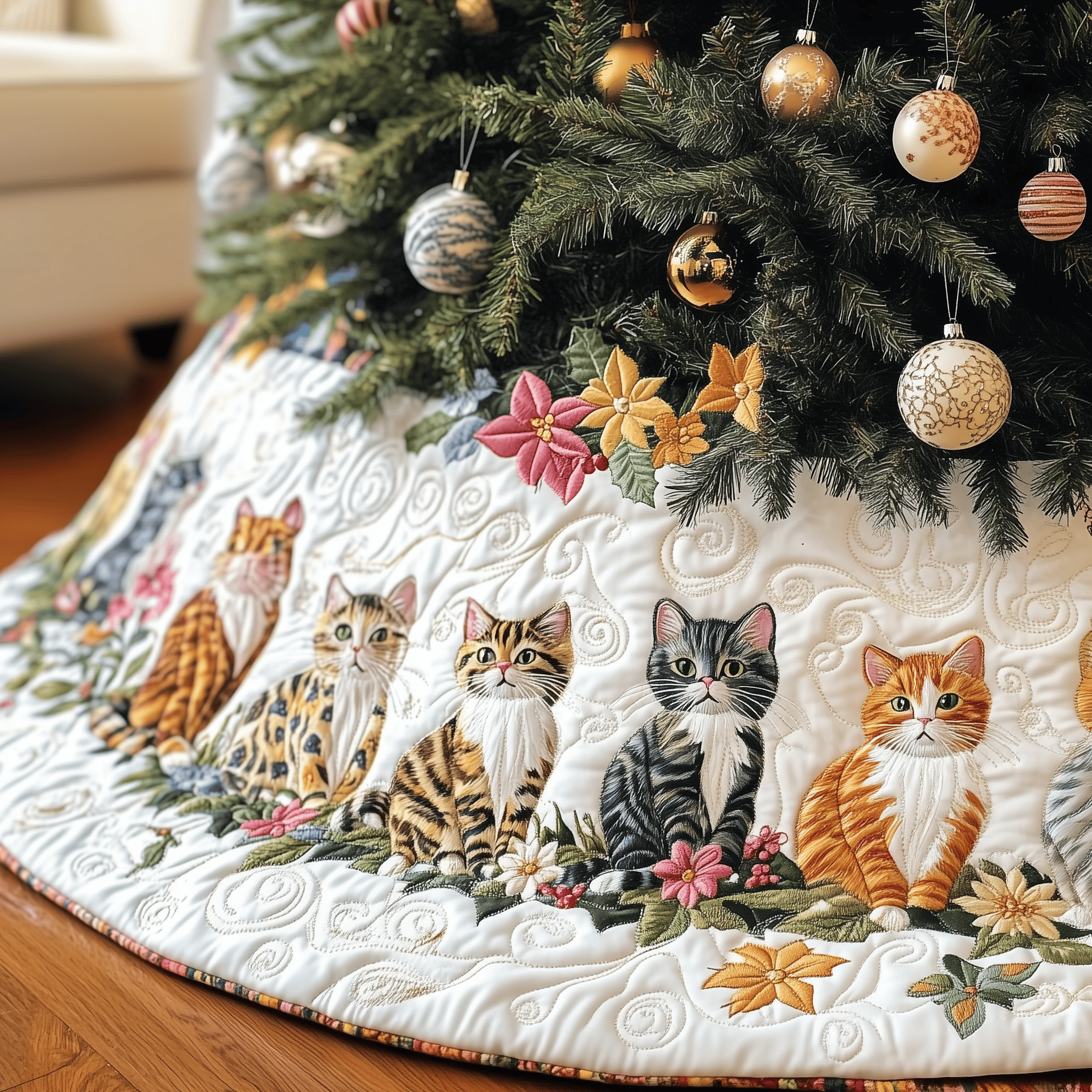 Joyful Cat Quilted Tree Skirt Relax This Christmas with a Floor-Safe Tree Skirt Joyful Cat Quilted Tree Skirt Relax This Christmas with a Floor-Safe Tree Skirt