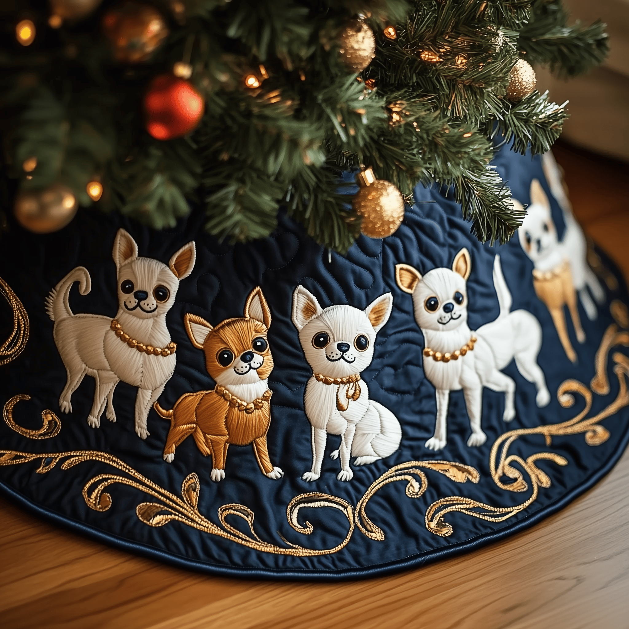 Joyful Christmas Chihuahua Quilted Tree Skirt A Tree Skirt That Brings Joy and Style to Your Holidays Joyful Christmas Chihuahua Quilted Tree Skirt A Tree Skirt That Brings Joy and Style to Your Holidays