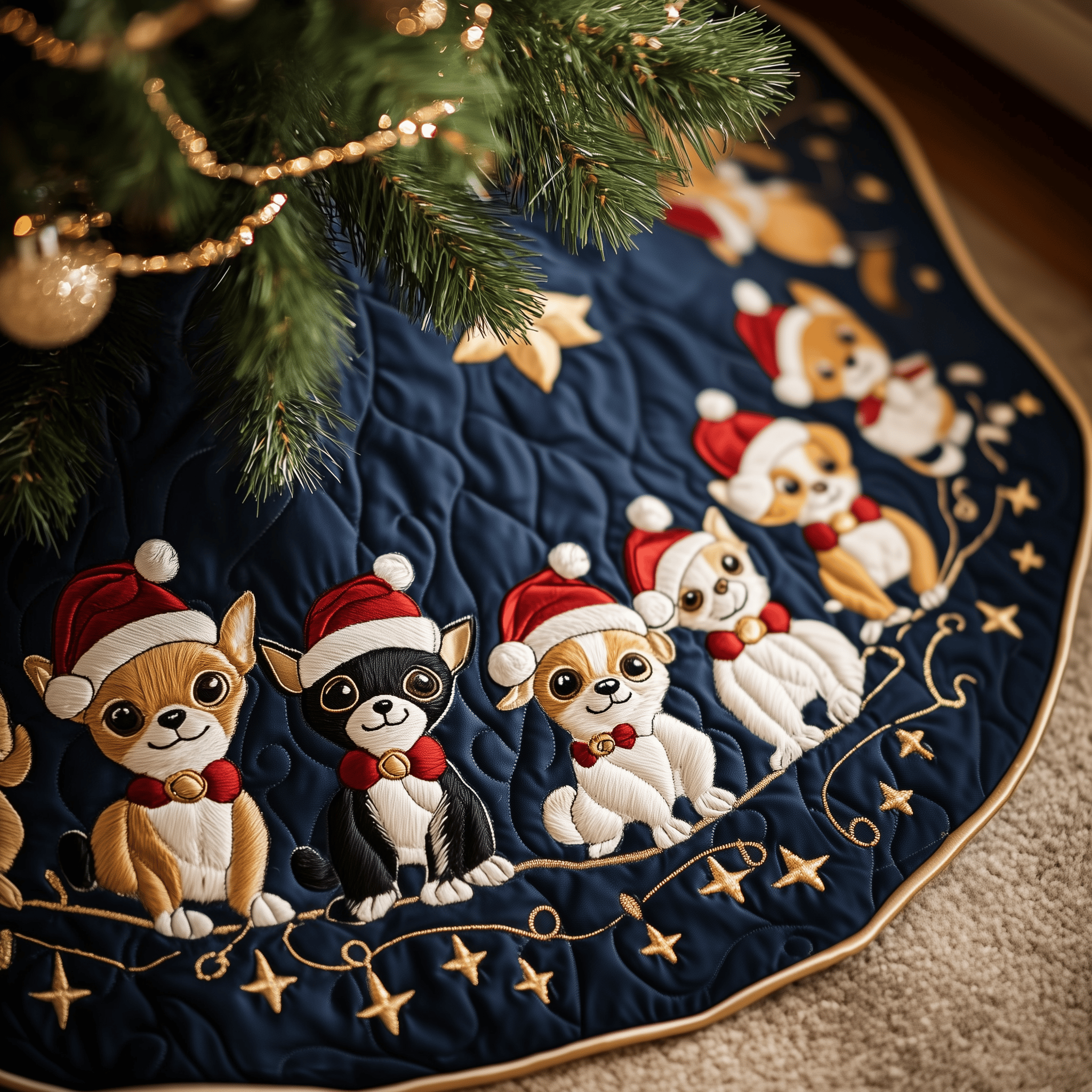 Joyful Christmas Chihuahua Quilted Tree Skirt Celebrate Life's Little Moments with a Perfect Tree Skirt Joyful Christmas Chihuahua Quilted Tree Skirt Celebrate Life's Little Moments with a Perfect Tree Skirt
