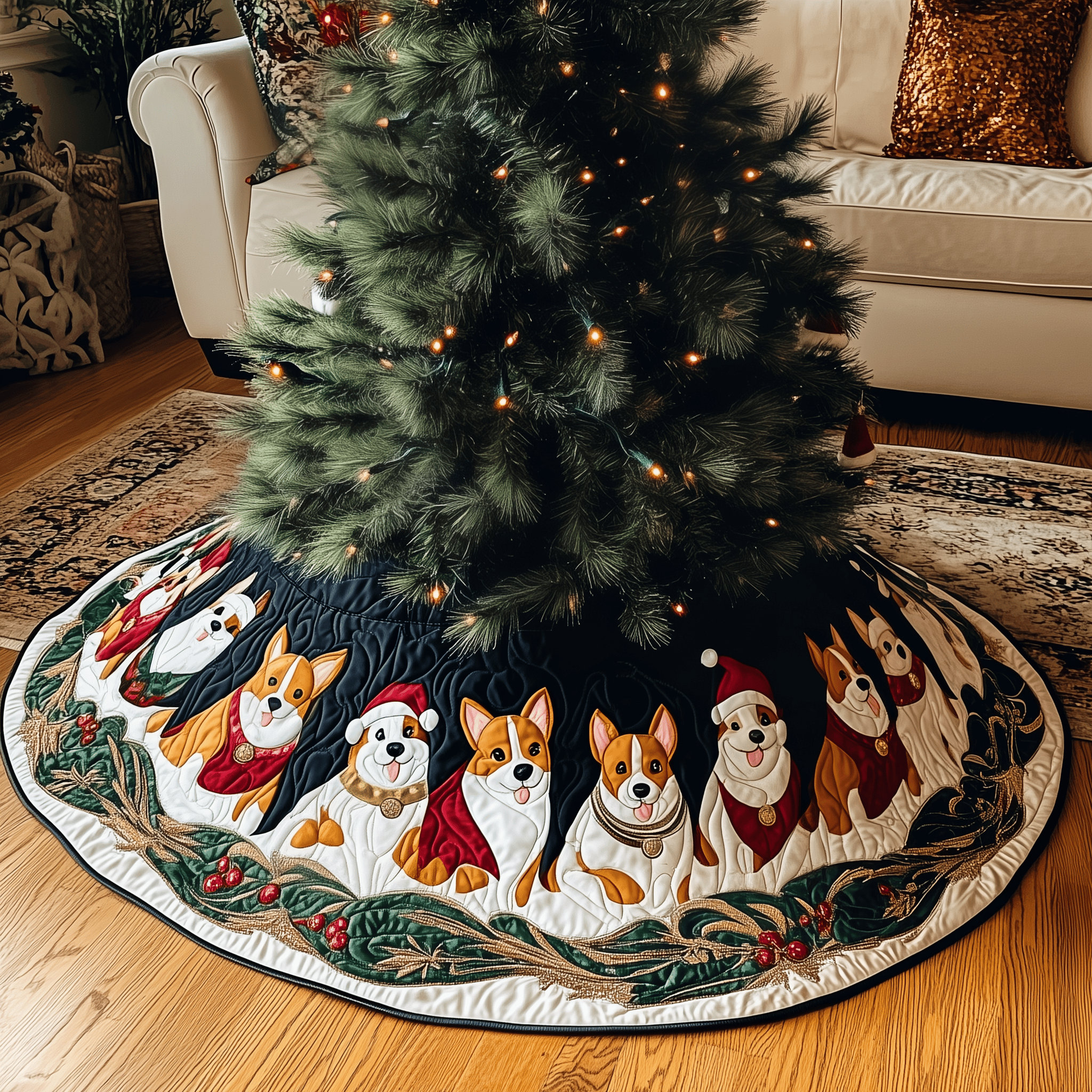 Joyful Christmas Corgi Quilted Tree Skirt Enjoy Christmas Morning with a Thoughtful Tree Skirt Joyful Christmas Corgi Quilted Tree Skirt Enjoy Christmas Morning with a Thoughtful Tree Skirt