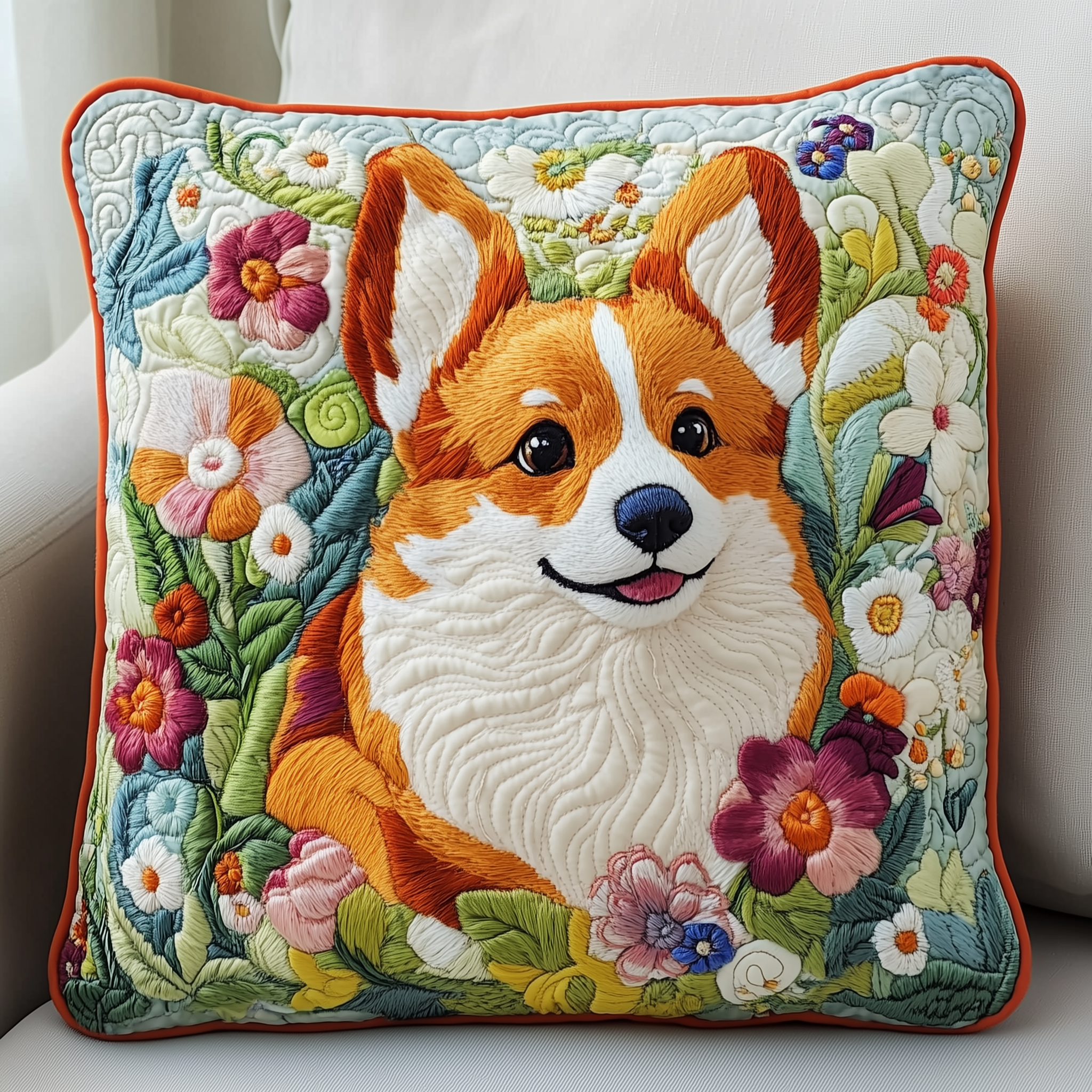 Joyful Corgi Quilted Pillow Case Feel the Joy of Sleep with a Soft Pillow Case Joyful Corgi Quilted Pillow Case Feel the Joy of Sleep with a Soft Pillow Case