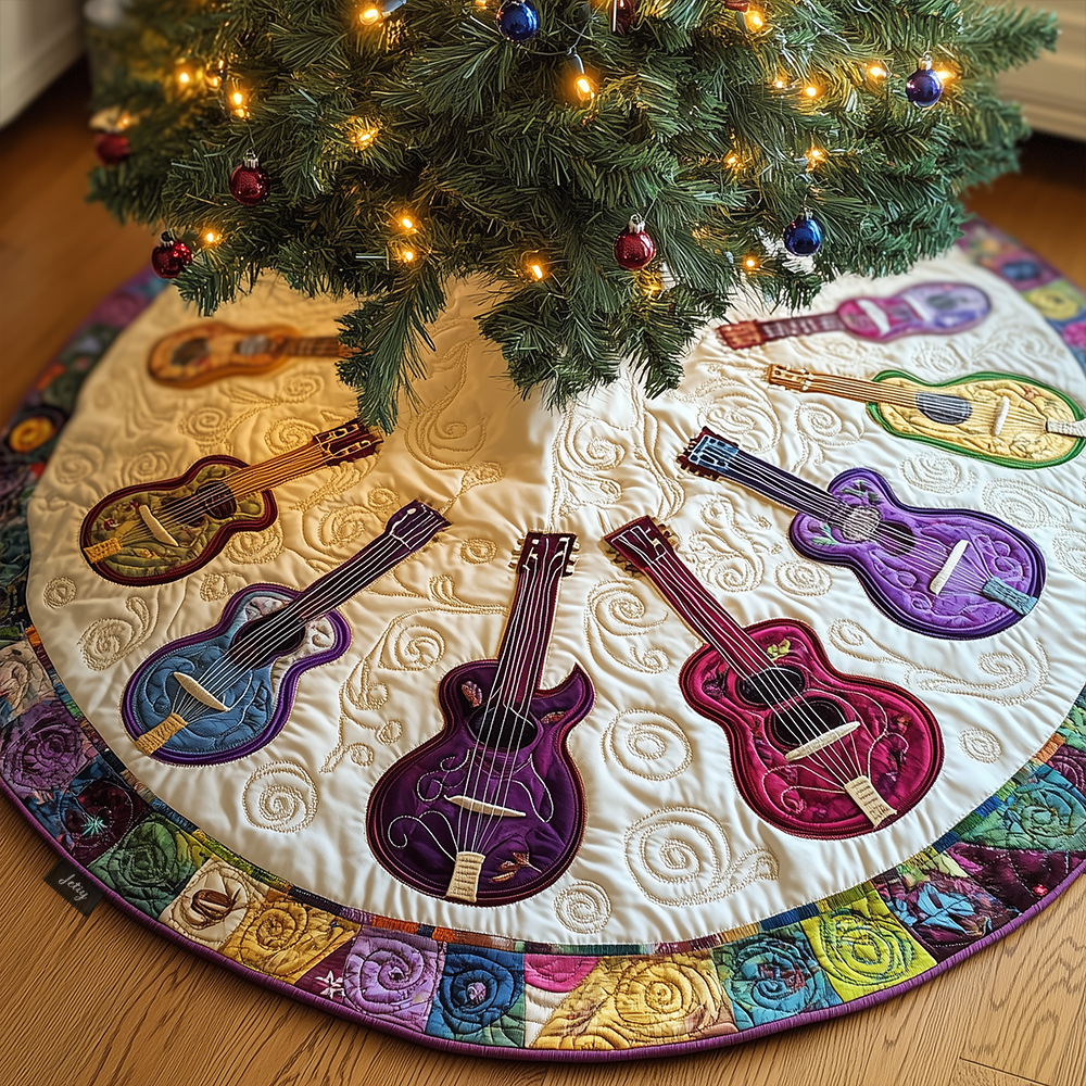 Joyful Guitar Quilted Tree Skirt Feel the Magic of the Holidays Without Worry Joyful Guitar Quilted Tree Skirt Feel the Magic of the Holidays Without Worry