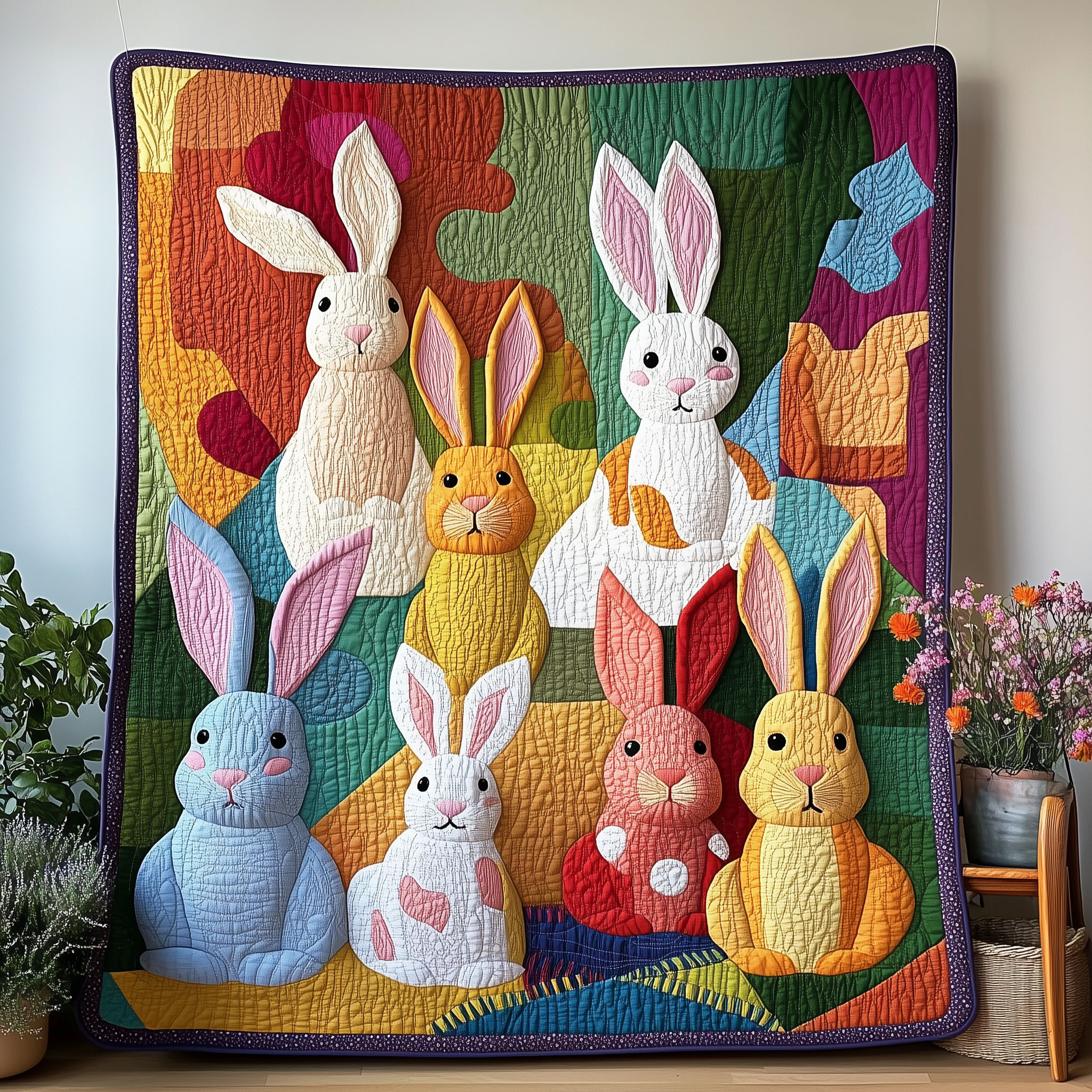 Joyful Rabbit Quilted Blanket Enjoy Tailored Comfort with Our Exclusive Blanket Joyful Rabbit Quilted Blanket Enjoy Tailored Comfort with Our Exclusive Blanket