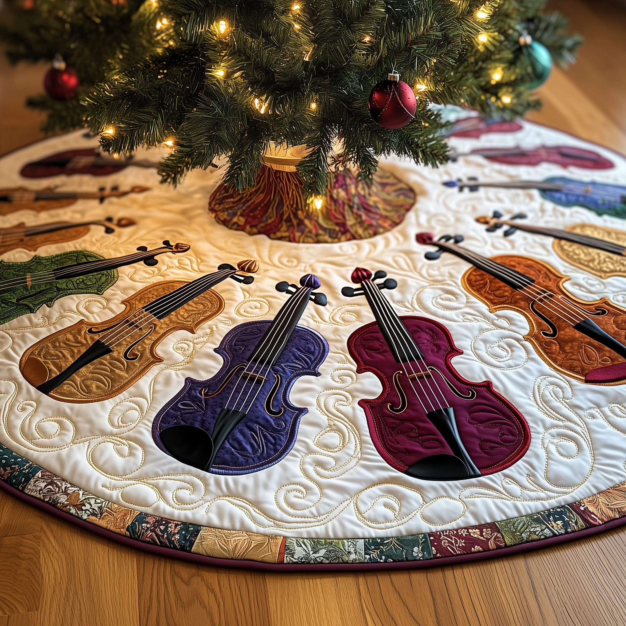 Joyful Violin Quilted Tree Skirt Celebrate Traditions with a Safe and Elegant Tree Skirt Joyful Violin Quilted Tree Skirt Celebrate Traditions with a Safe and Elegant Tree Skirt