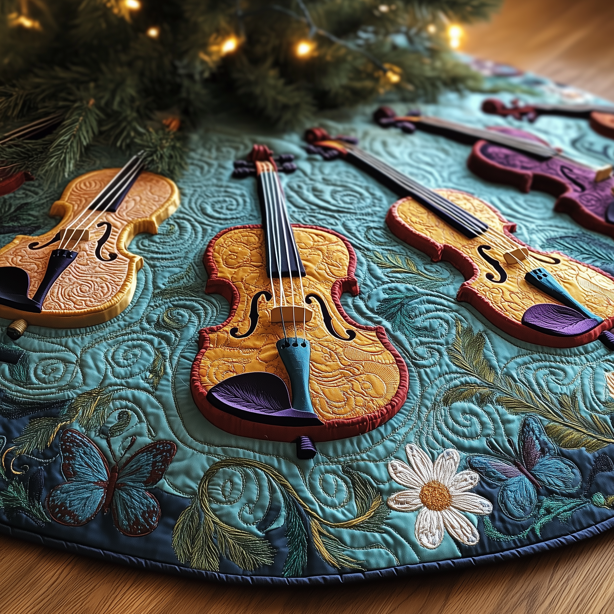 Joyful Violin Quilted Tree Skirt Celebrate Without Limits with a Durable Tree Skirt Joyful Violin Quilted Tree Skirt Celebrate Without Limits with a Durable Tree Skirt
