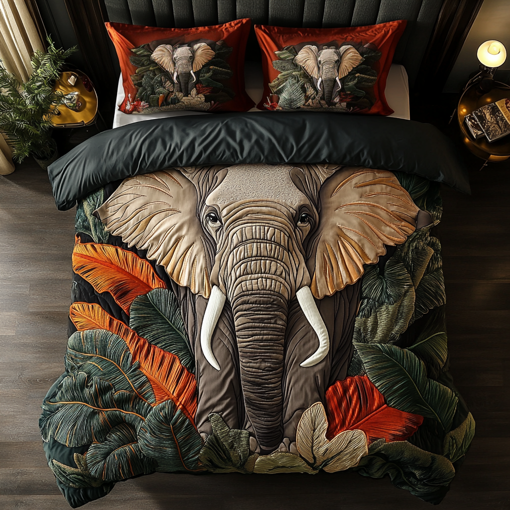 Jungle Majesty Quilted Bedding Set Funny White Elephant Gifts Jungle Majesty Quilted Bedding Set Funny White Elephant Gifts