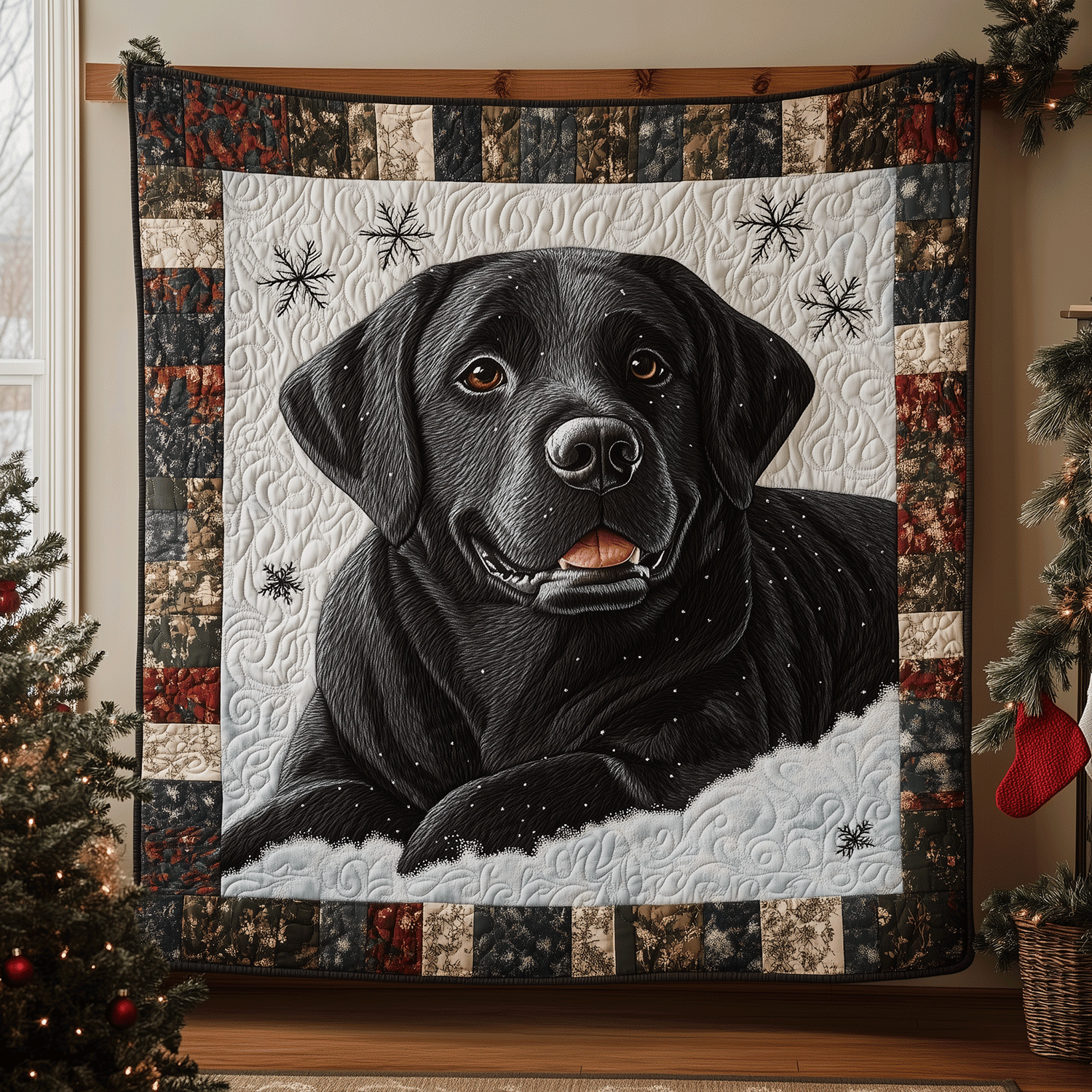 Labrador Snowfall Joy Quilted Blanket Labrador Retriever Gifts Labrador Snowfall Joy Quilted Blanket Labrador Retriever Gifts