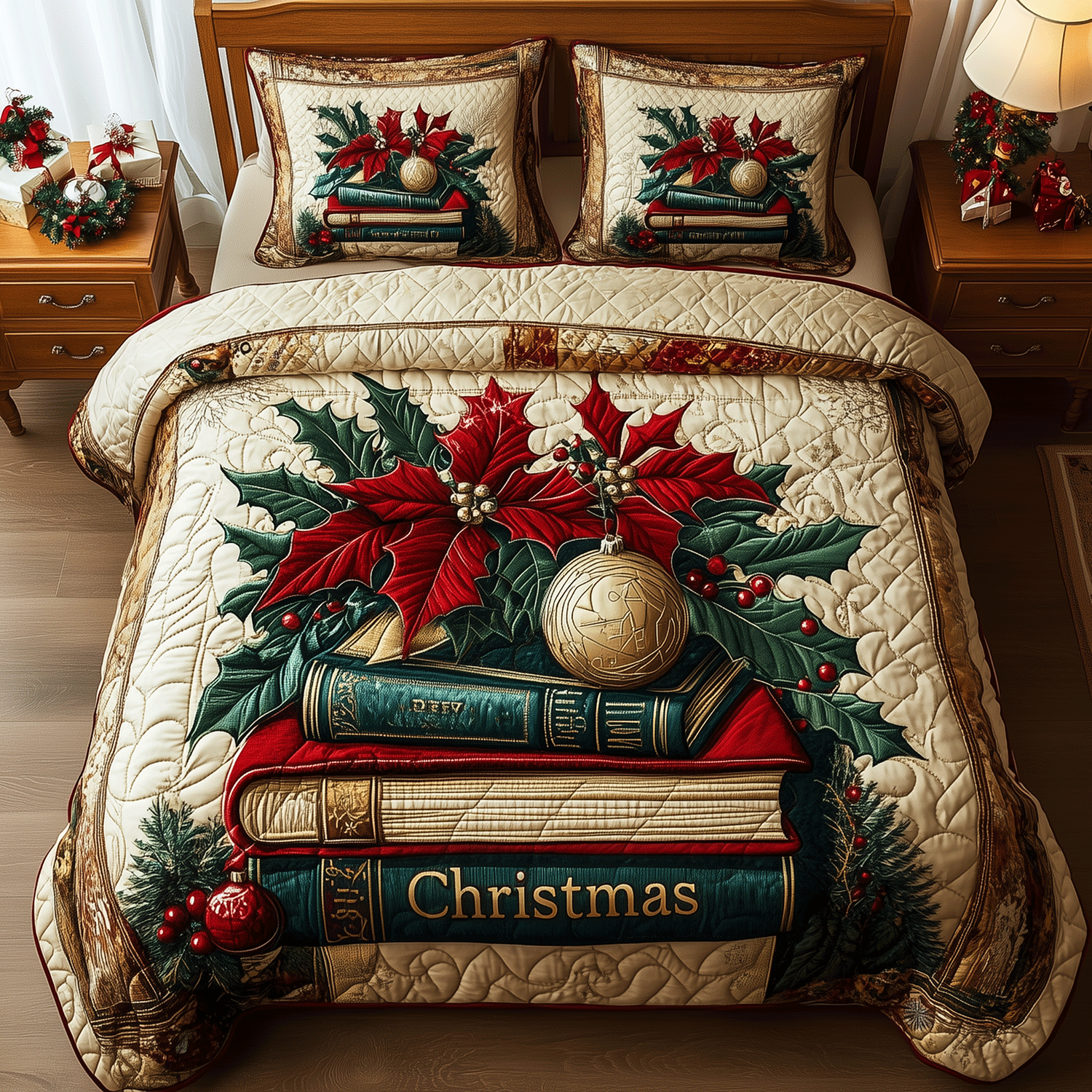 Leafy Literary Quilted Bedding Set Best Gifts For Book Lovers Leafy Literary Quilted Bedding Set Best Gifts For Book Lovers