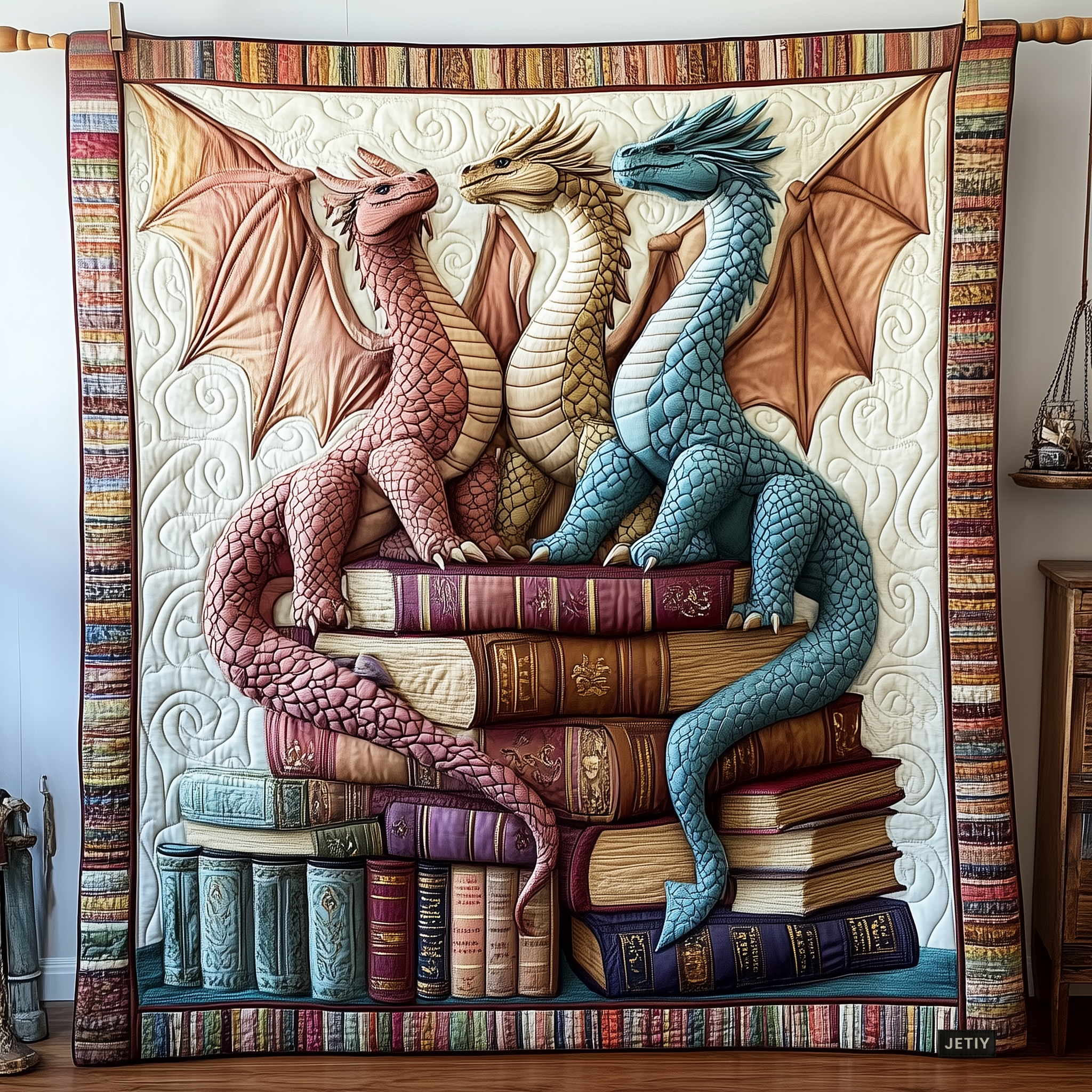 Library Dragon Quilted Blanket Enjoy Cozy Moments Together with the Perfect Blanket Library Dragon Quilted Blanket Enjoy Cozy Moments Together with the Perfect Blanket