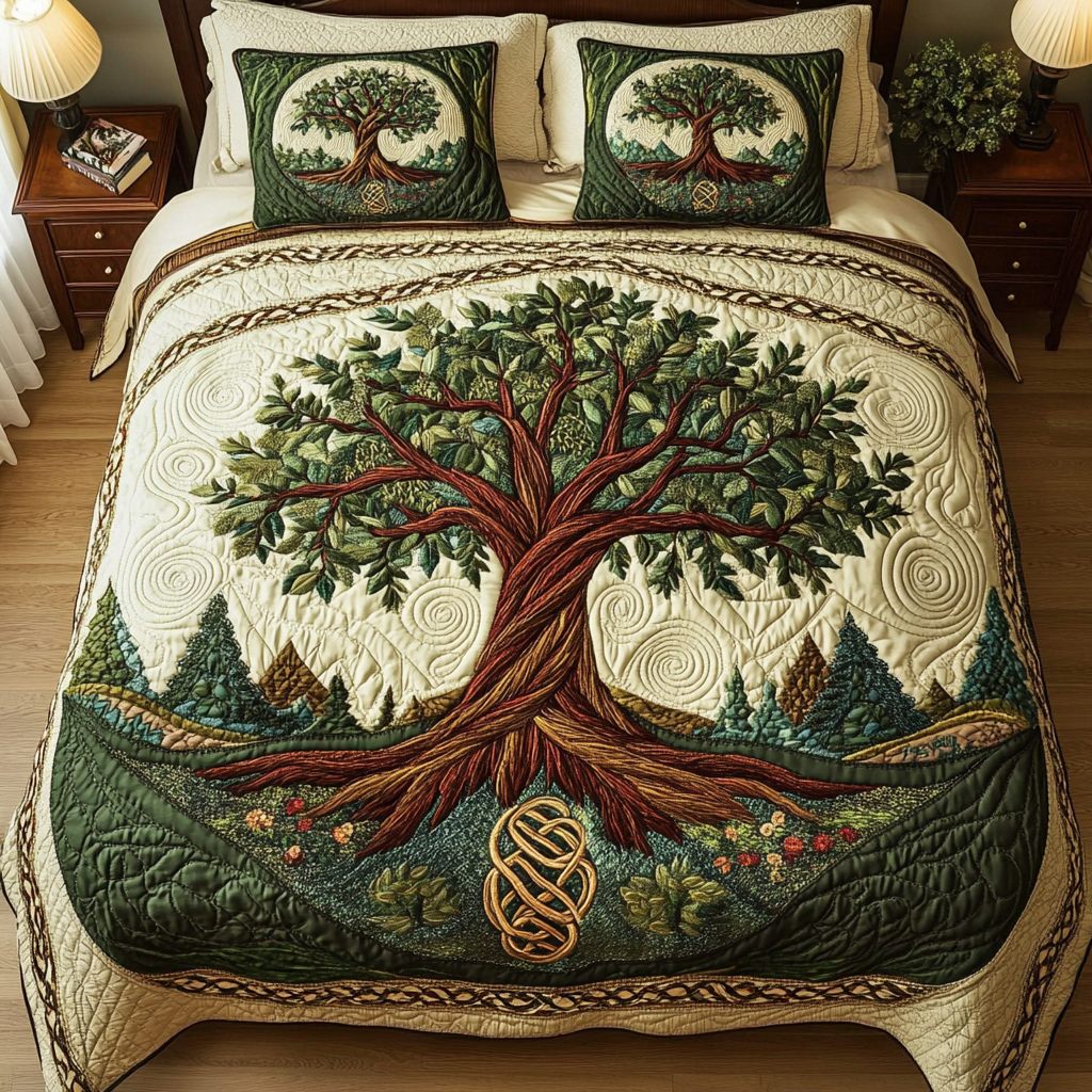 Life Circle Quilted Bedding Set Family Christmas Gifts Life Circle Quilted Bedding Set Family Christmas Gifts