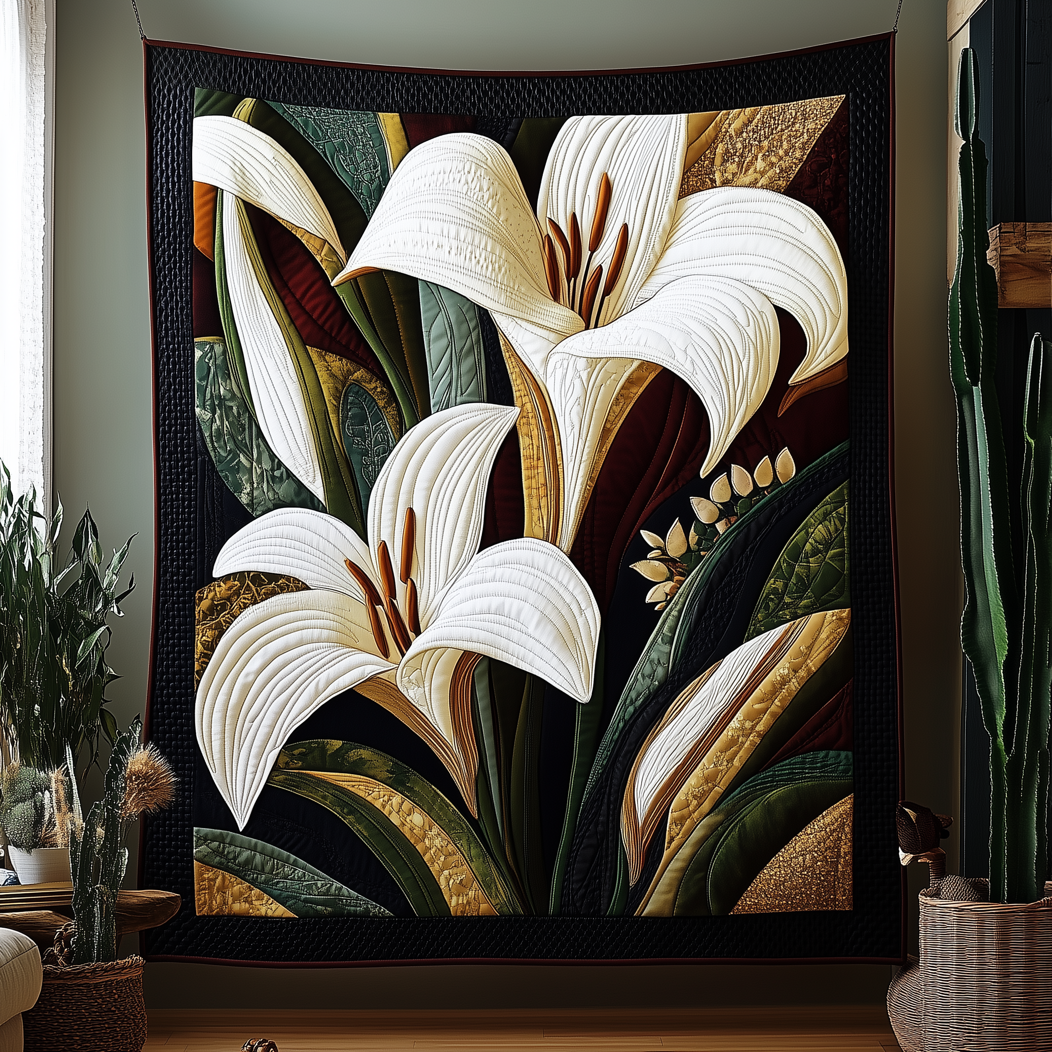 Lily Serenity Quilted Blanket Unique Throw Blanket Item Merch Best Gifts For Flower Lovers Lily Serenity Quilted Blanket Unique Throw Blanket Item Merch Best Gifts For Flower Lovers