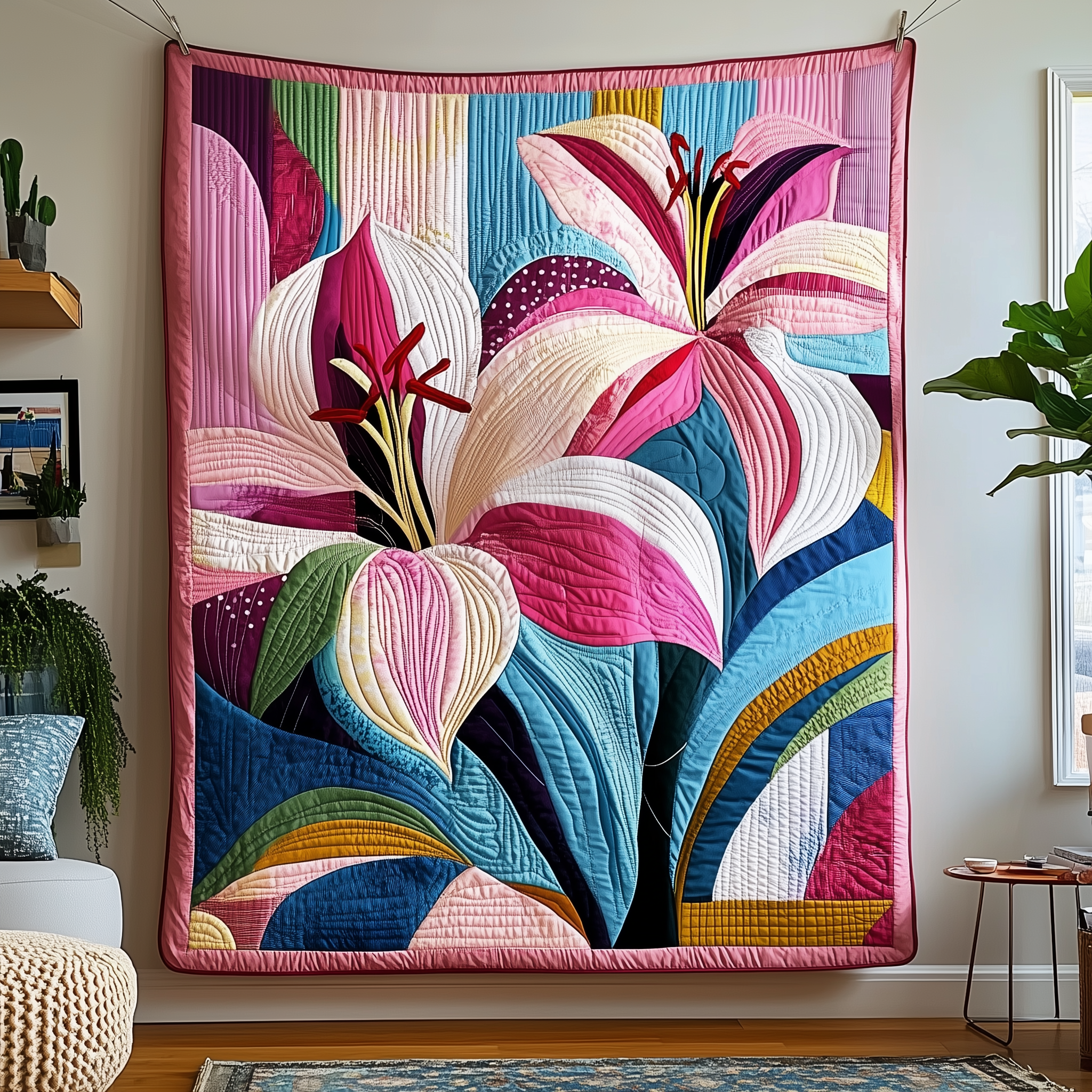 Lily Serenity Quilted Blanket Unique Throw Blanket Item Merch Presents For Flower Lovers Lily Serenity Quilted Blanket Unique Throw Blanket Item Merch Presents For Flower Lovers