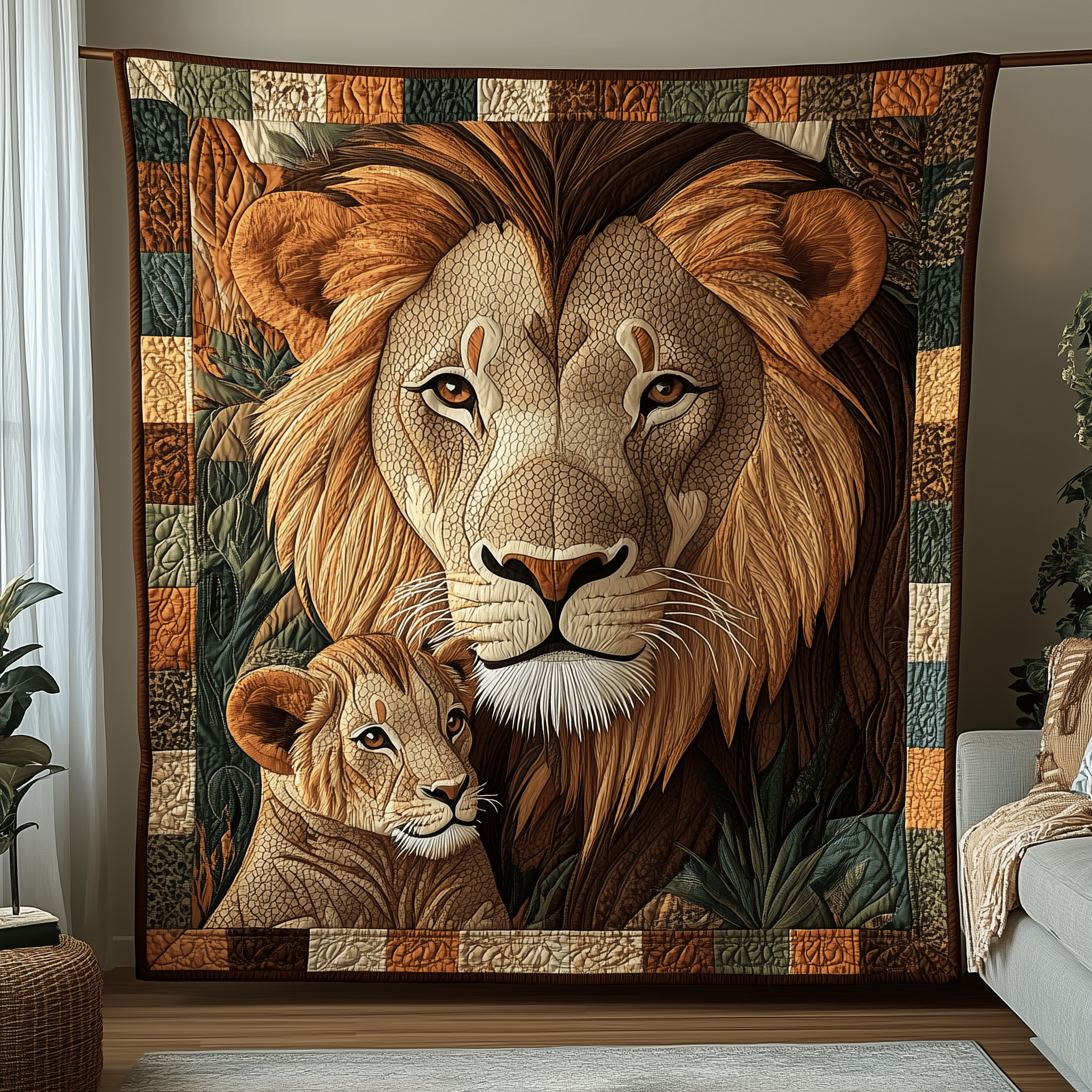 Lion and Mom Bond of Love Quilted Blanket Create Warm Memories with Our Blanket for All Ages Lion and Mom Bond of Love Quilted Blanket Create Warm Memories with Our Blanket for All Ages